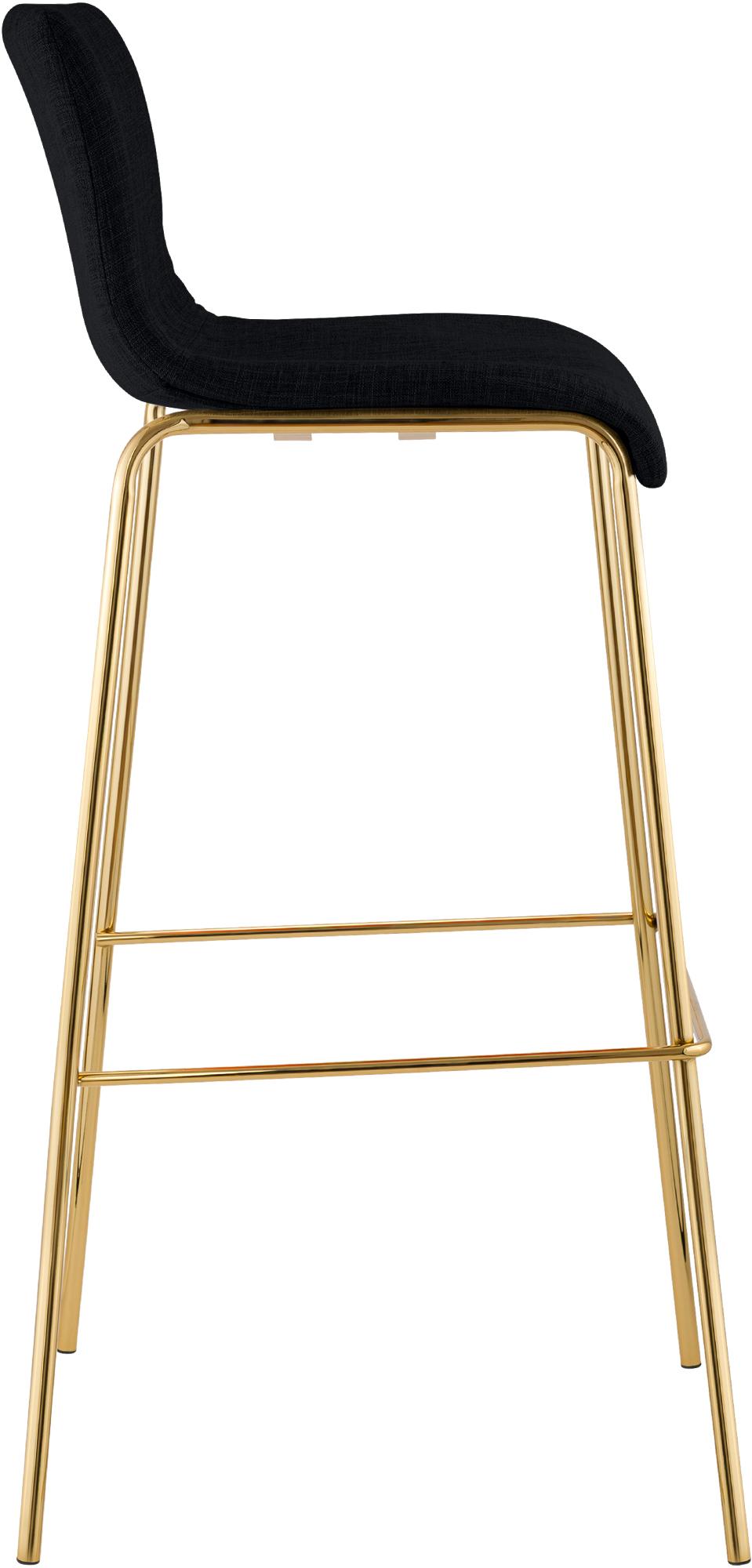 Lot de 2 Tabourets de bar Hover en tissu, piètement quatre pieds doré