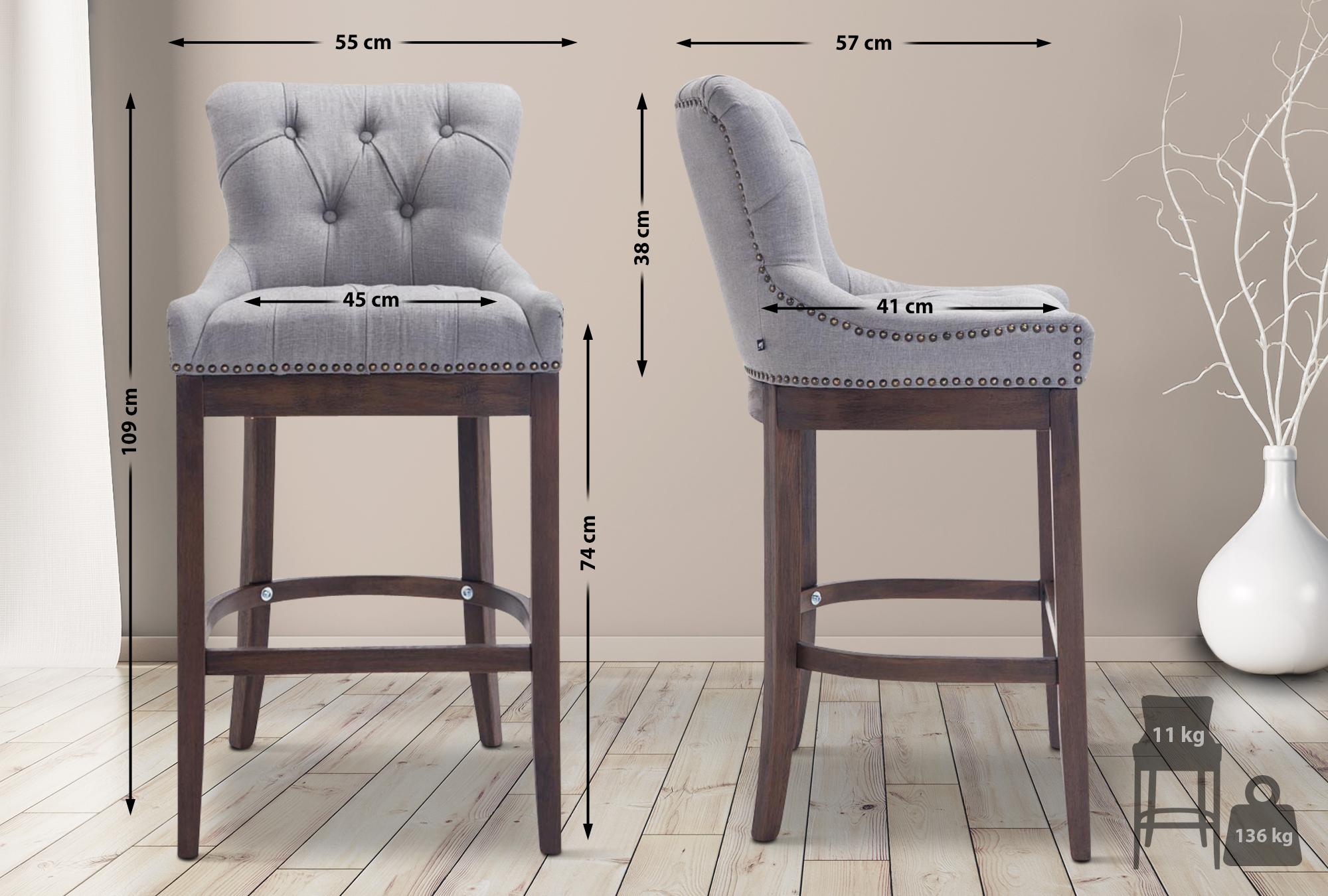 Tabouret de bar Lakewood tissu Piètement antique