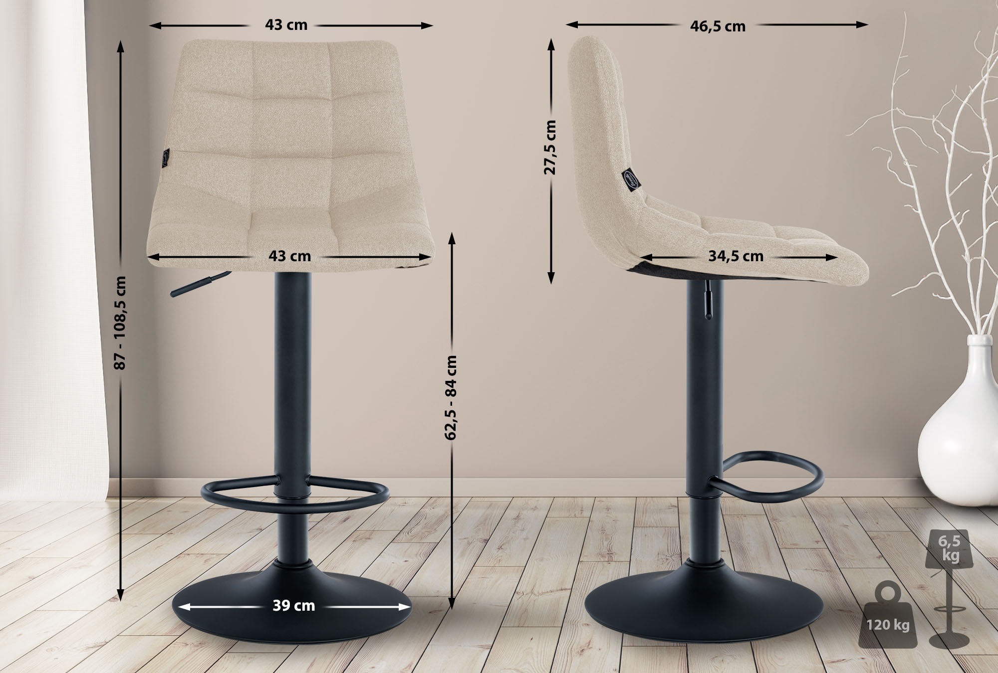 Tabouret de bar Jerry Tissu