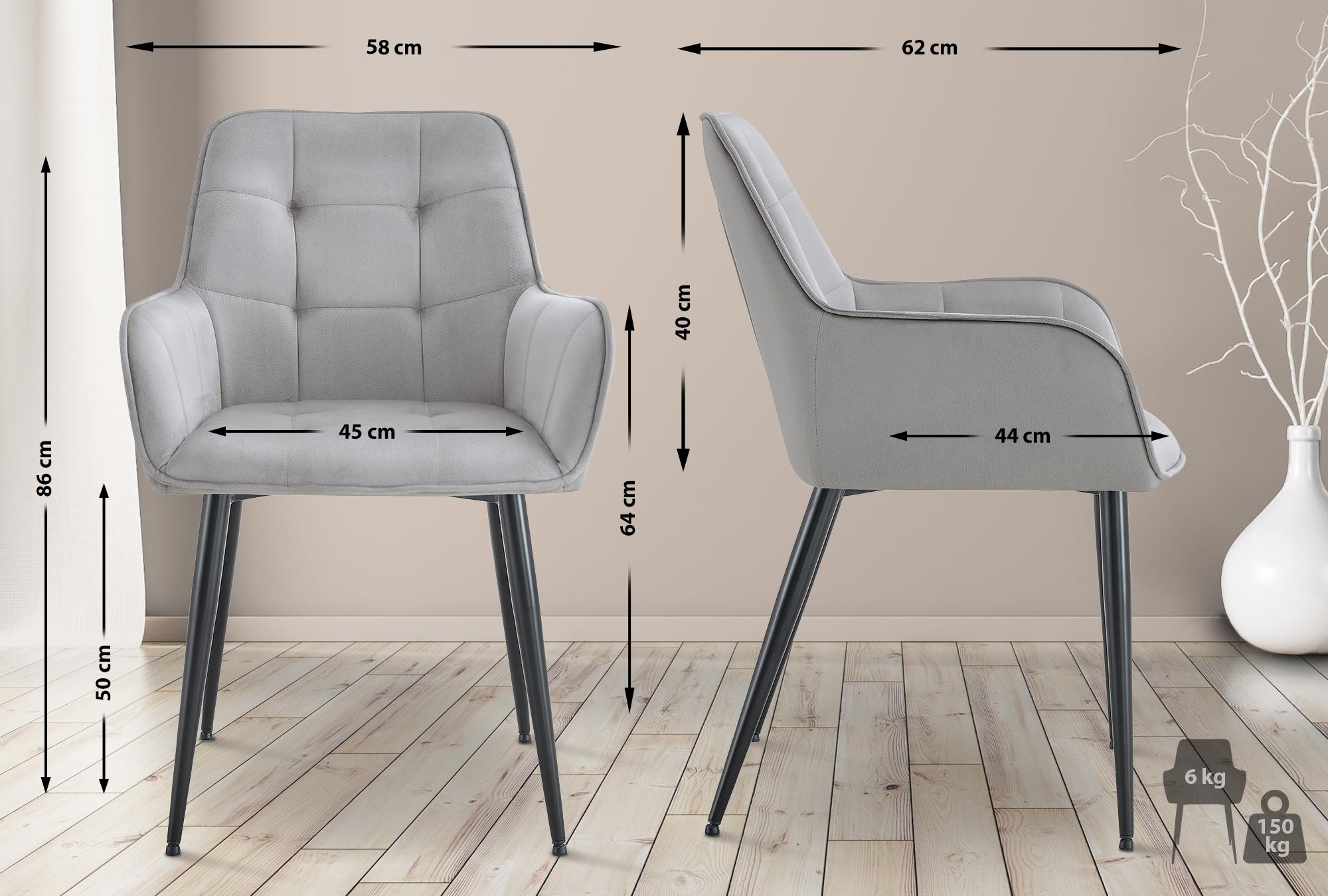 Lot de 2 chaises de salle à manger Ferndale velours