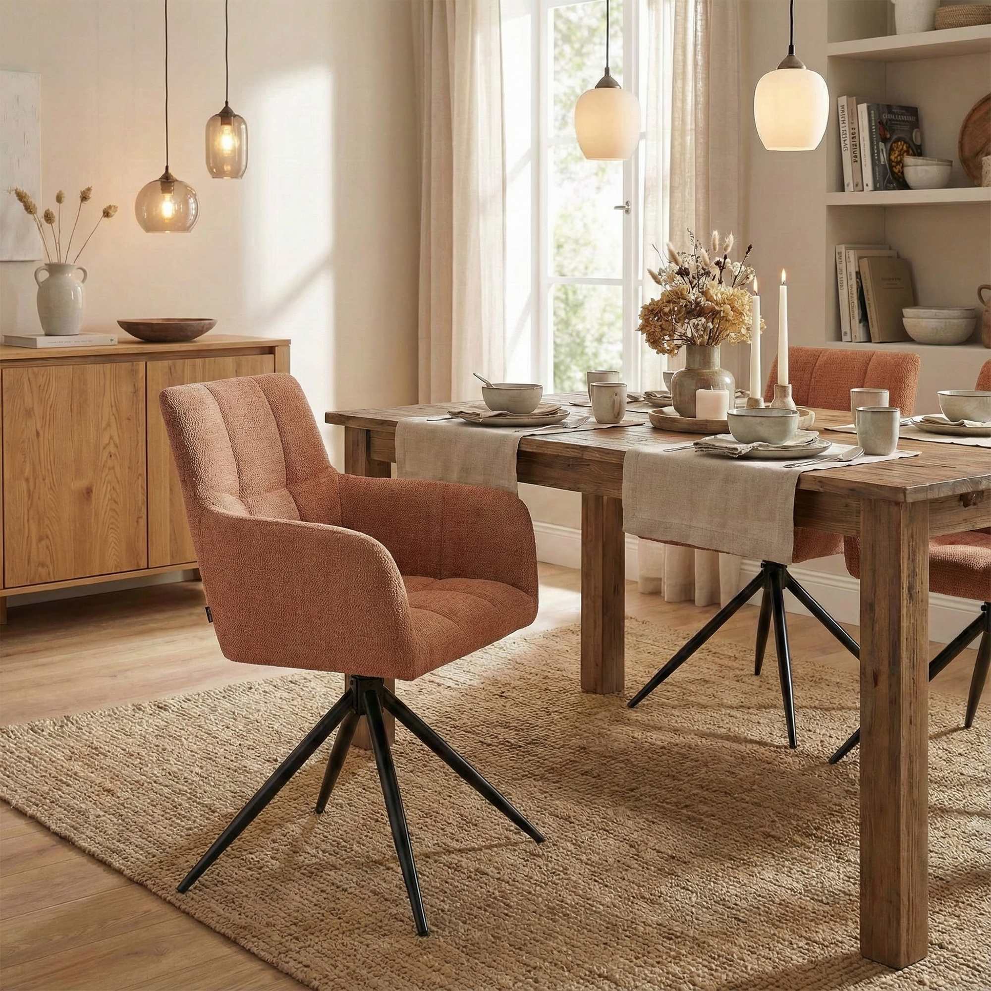 Lot de 2 chaises de salle à manger Jonah en tissu