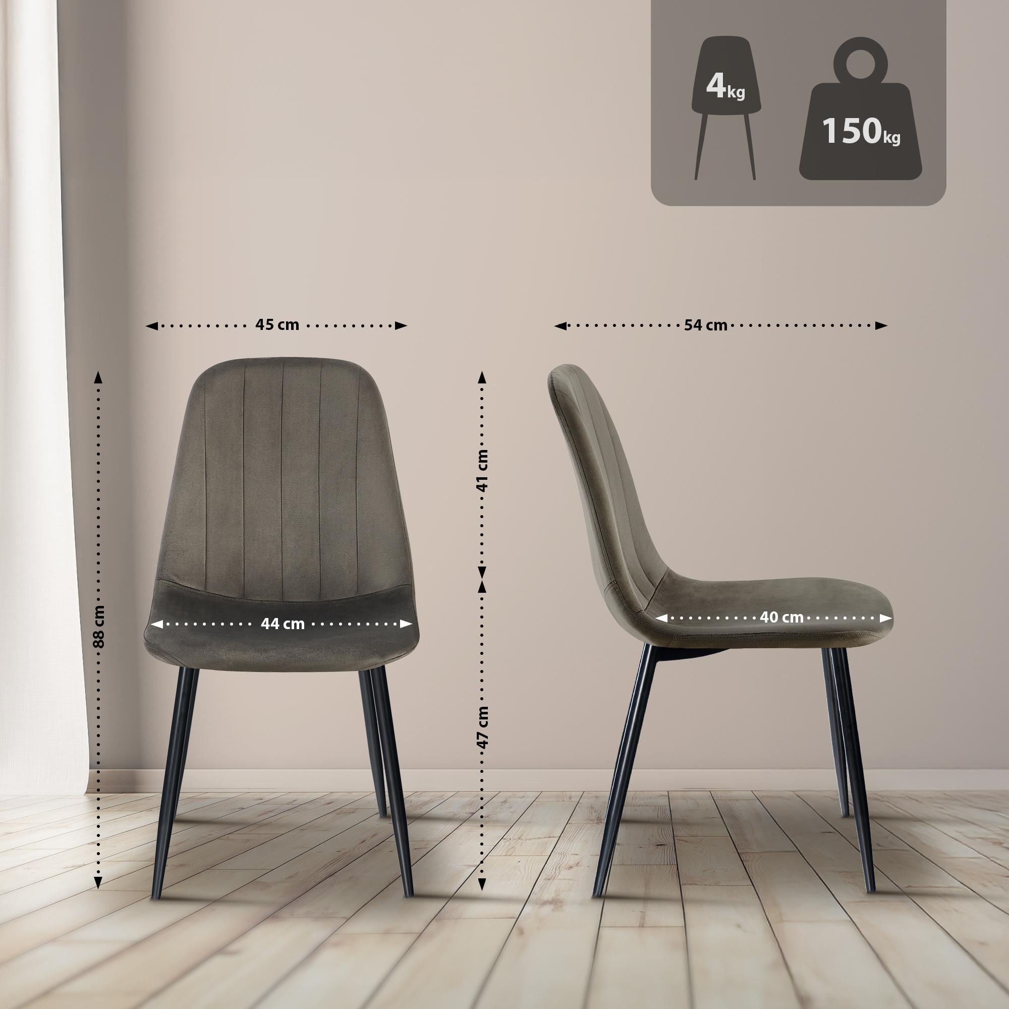 Lot de 4 chaises de salle à manger Baxter velours