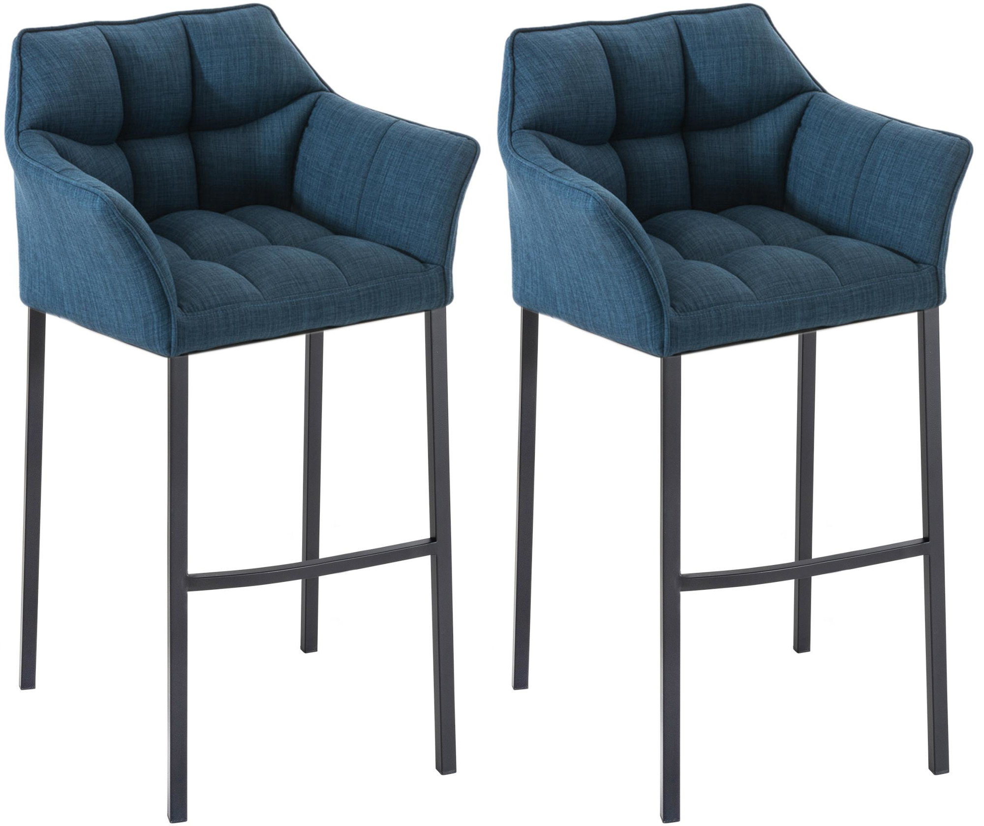 Lot de 2 tabourets de bar Damaso en tissu avec piètement à quatre pieds
