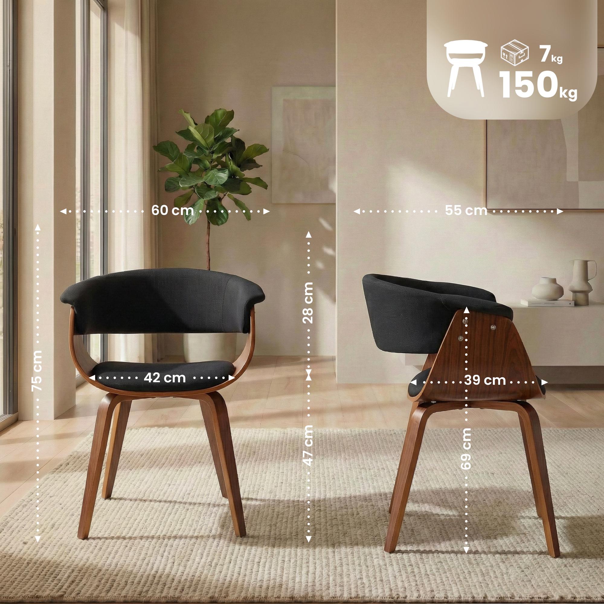 Lot de 2 chaises de salle a manger Bruce en tissu