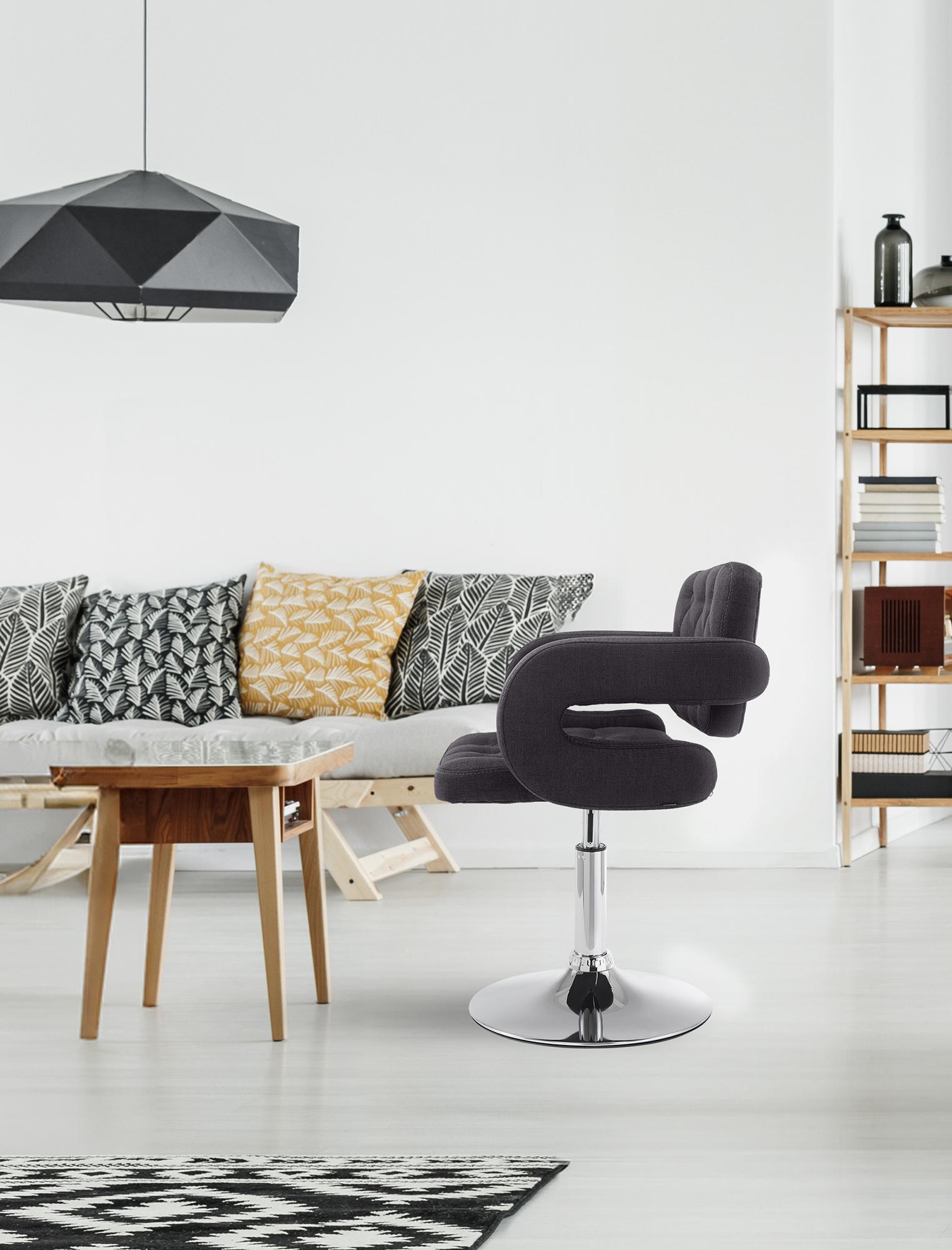 Chaise lounge Dublin Tissu - Piètement avec colonne centrale métal chromé