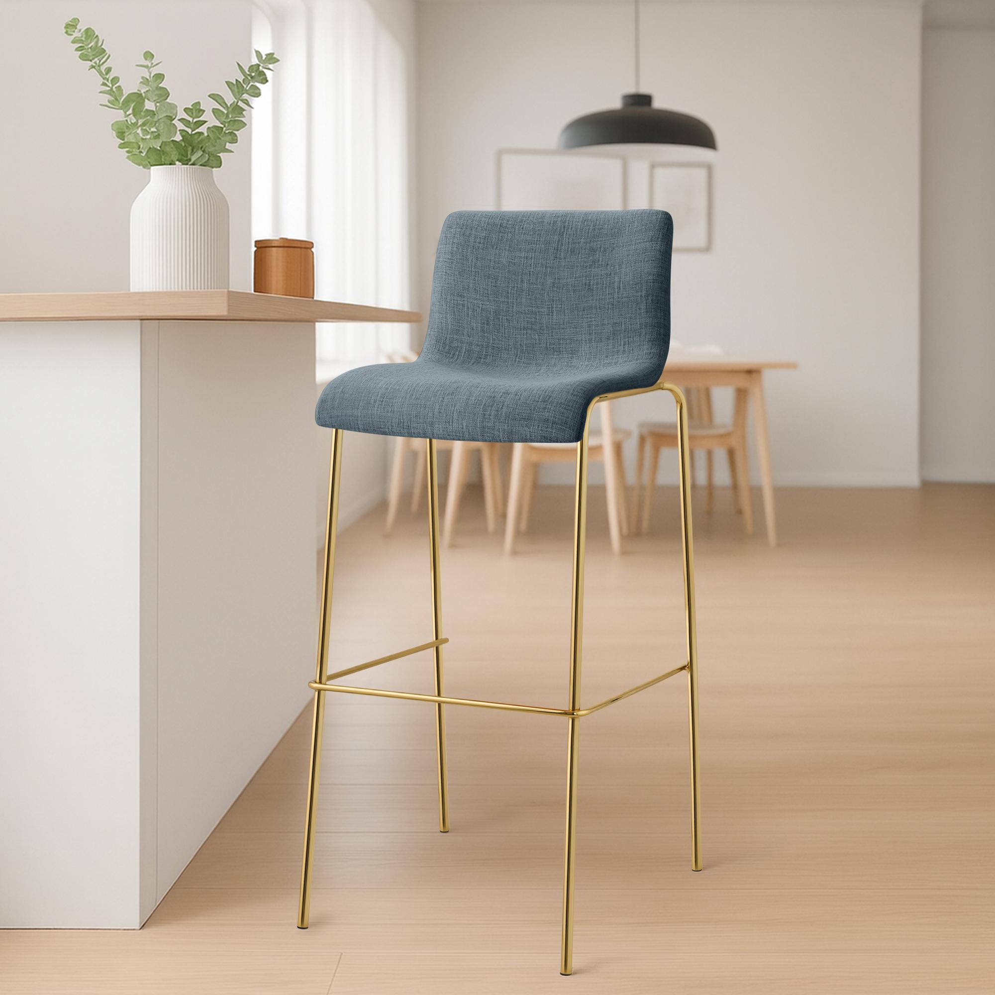 Tabouret de bar Hover tissu cadre à quatre pieds doré