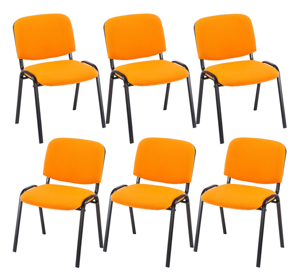 Lot de 6 chaises visiteur empilables Ken en tissu