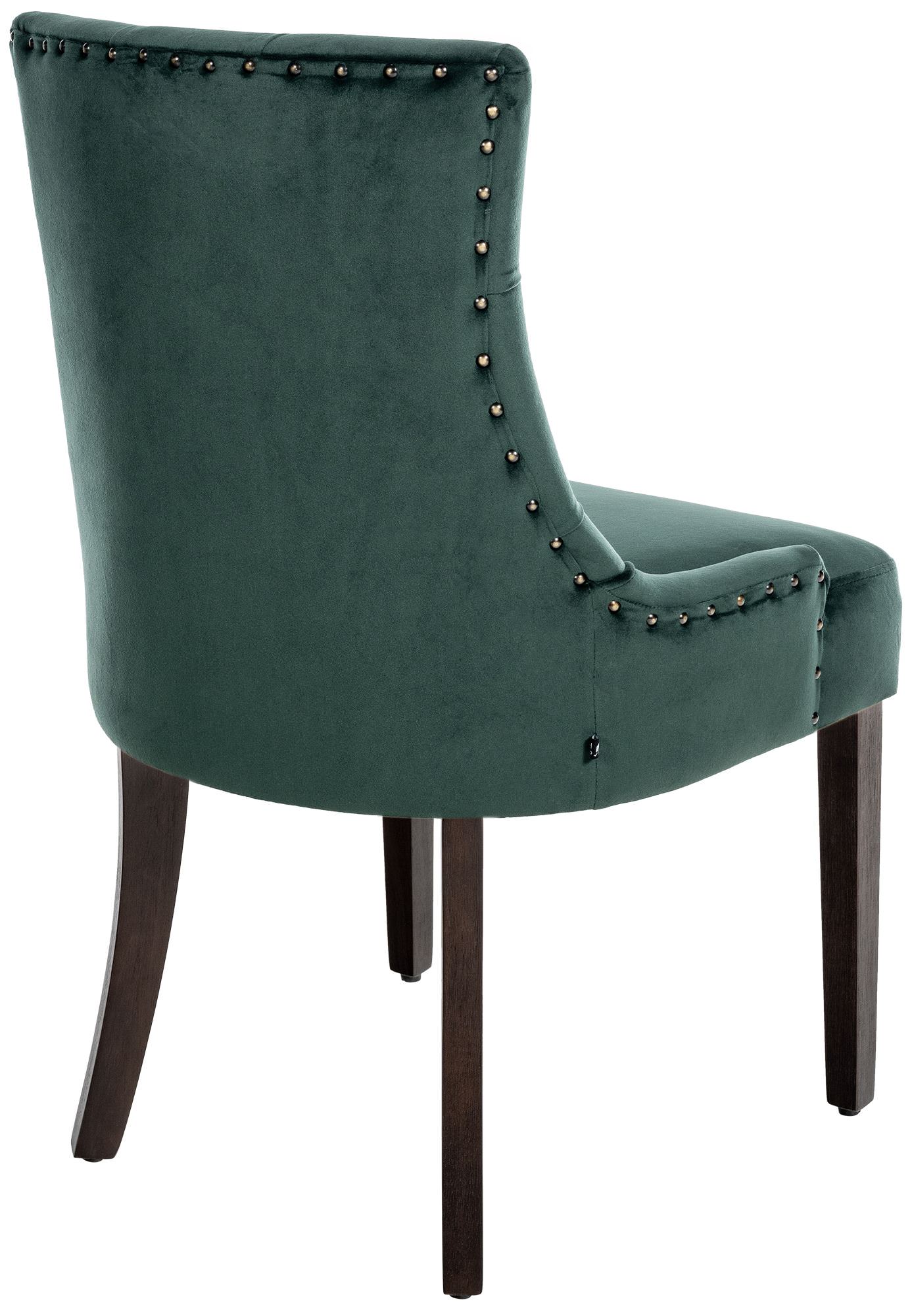 Lot de 4 Chaises de salle à manger Aberdeen en Velours Piètement en bois d'hévéa