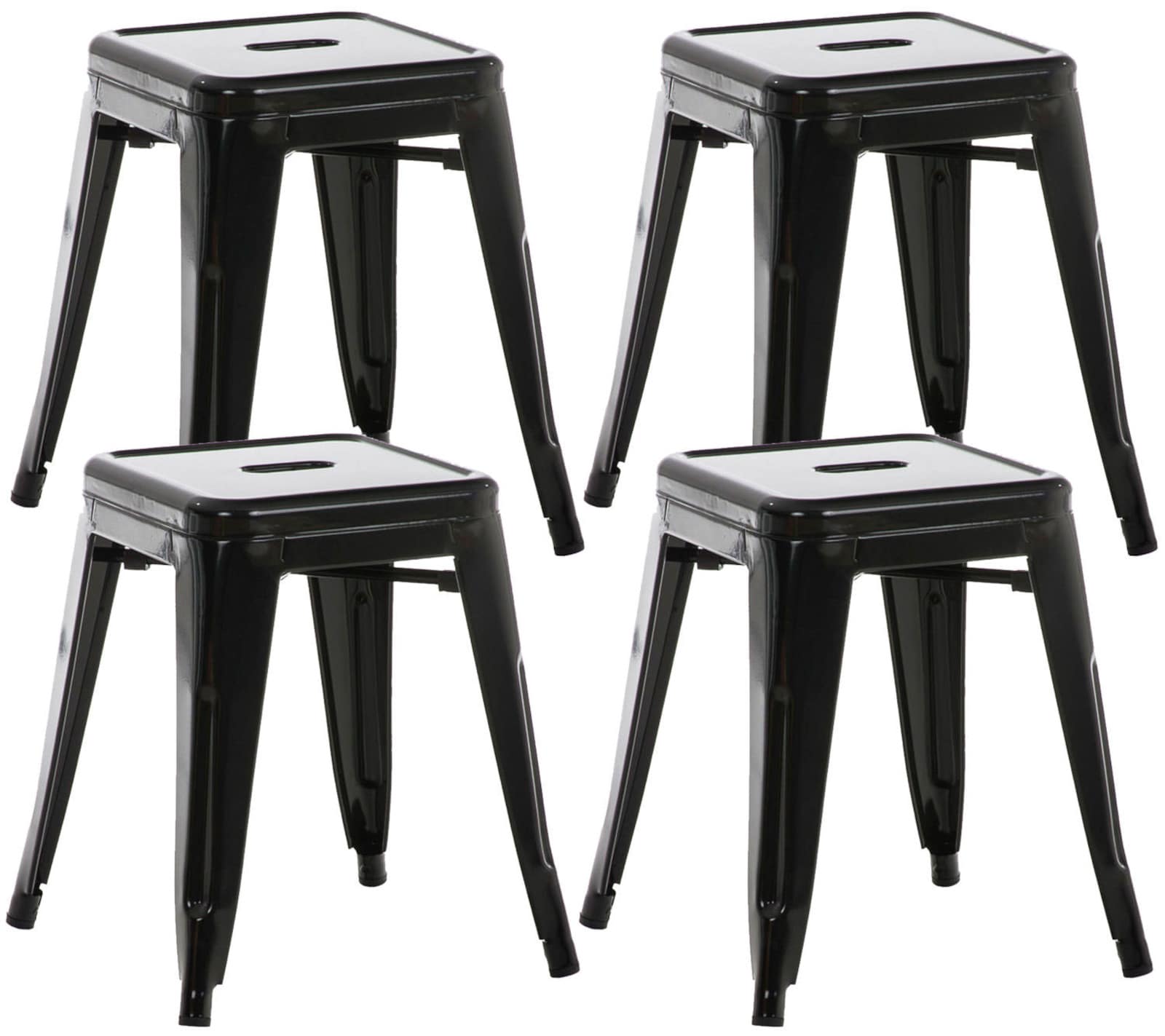 Lot de 4 tabourets bas au style industriel Armin en métal