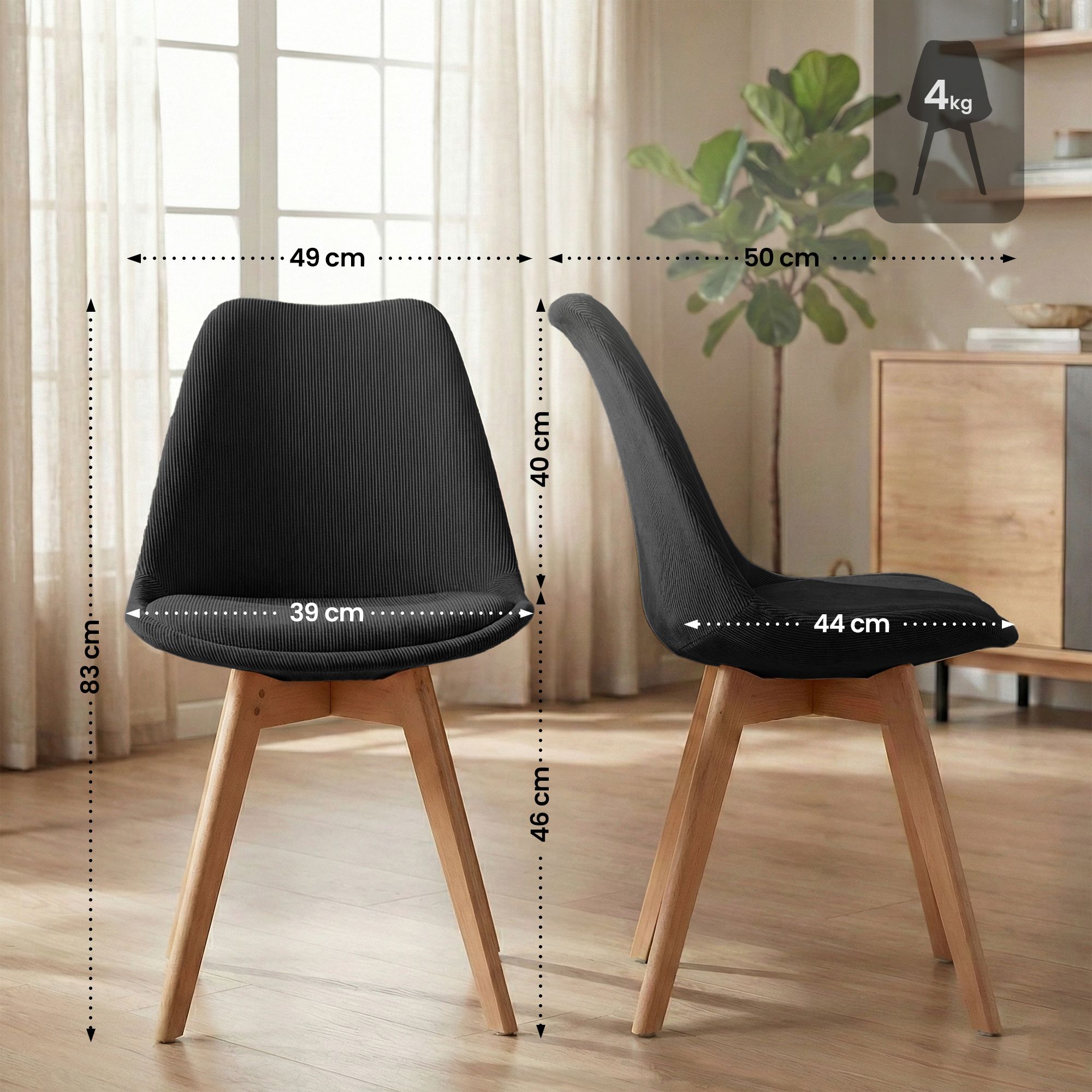 Lot de 4 chaises de salle a manger Linares