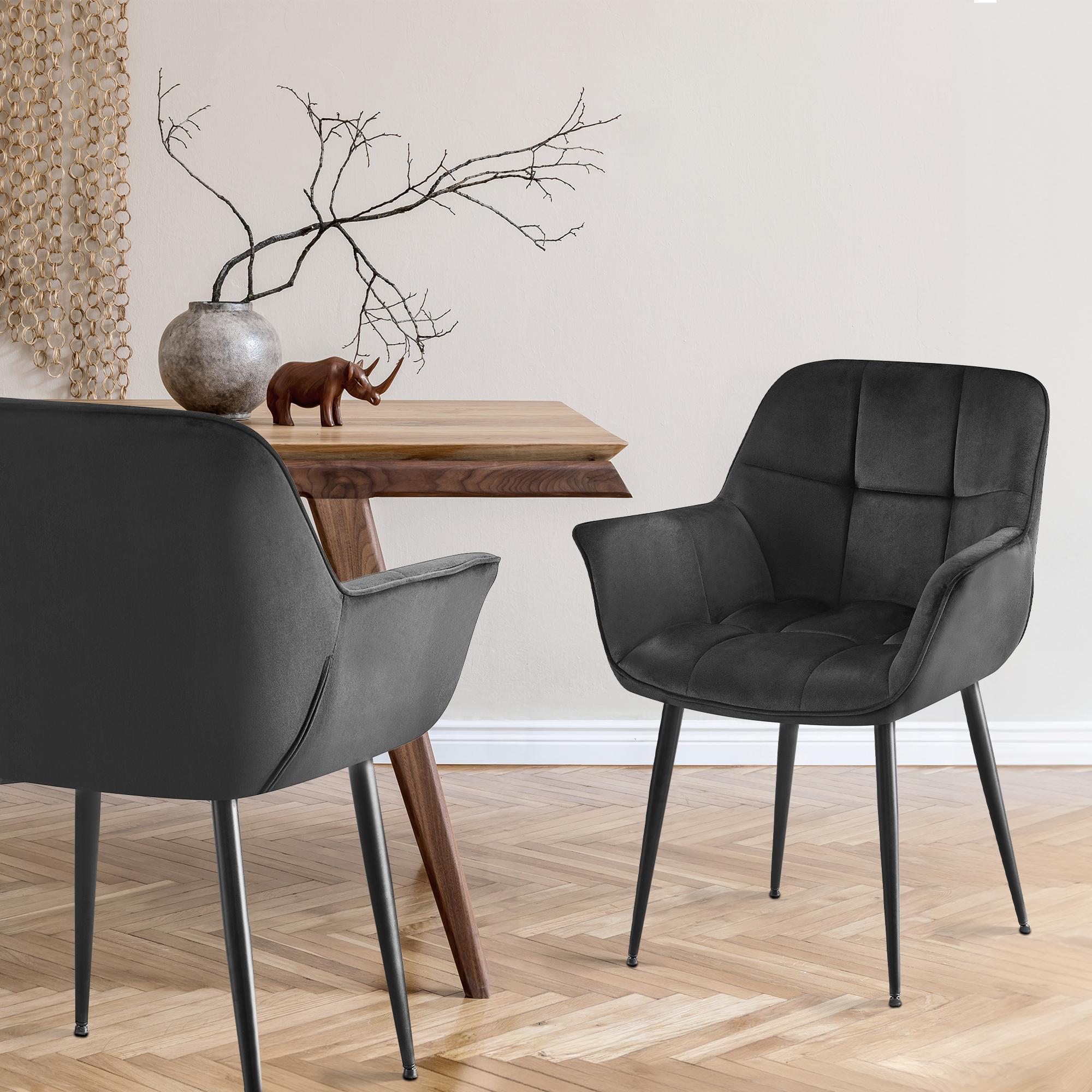 Lot de 2 chaises de salle à manger Roseville velours