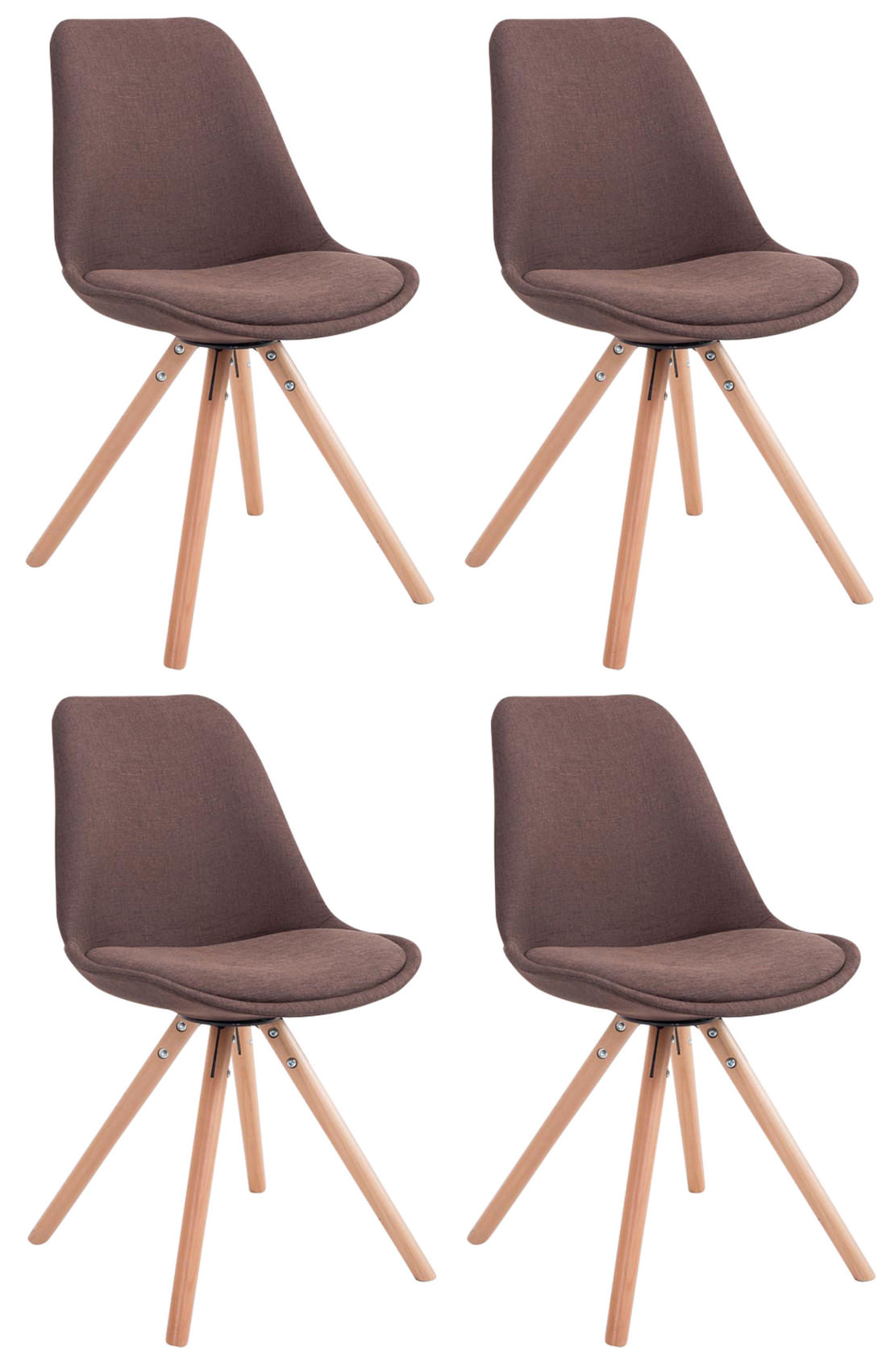 Lot de 4 Chaises de salle à manger Toulouse Tissu Pieds ronds bois