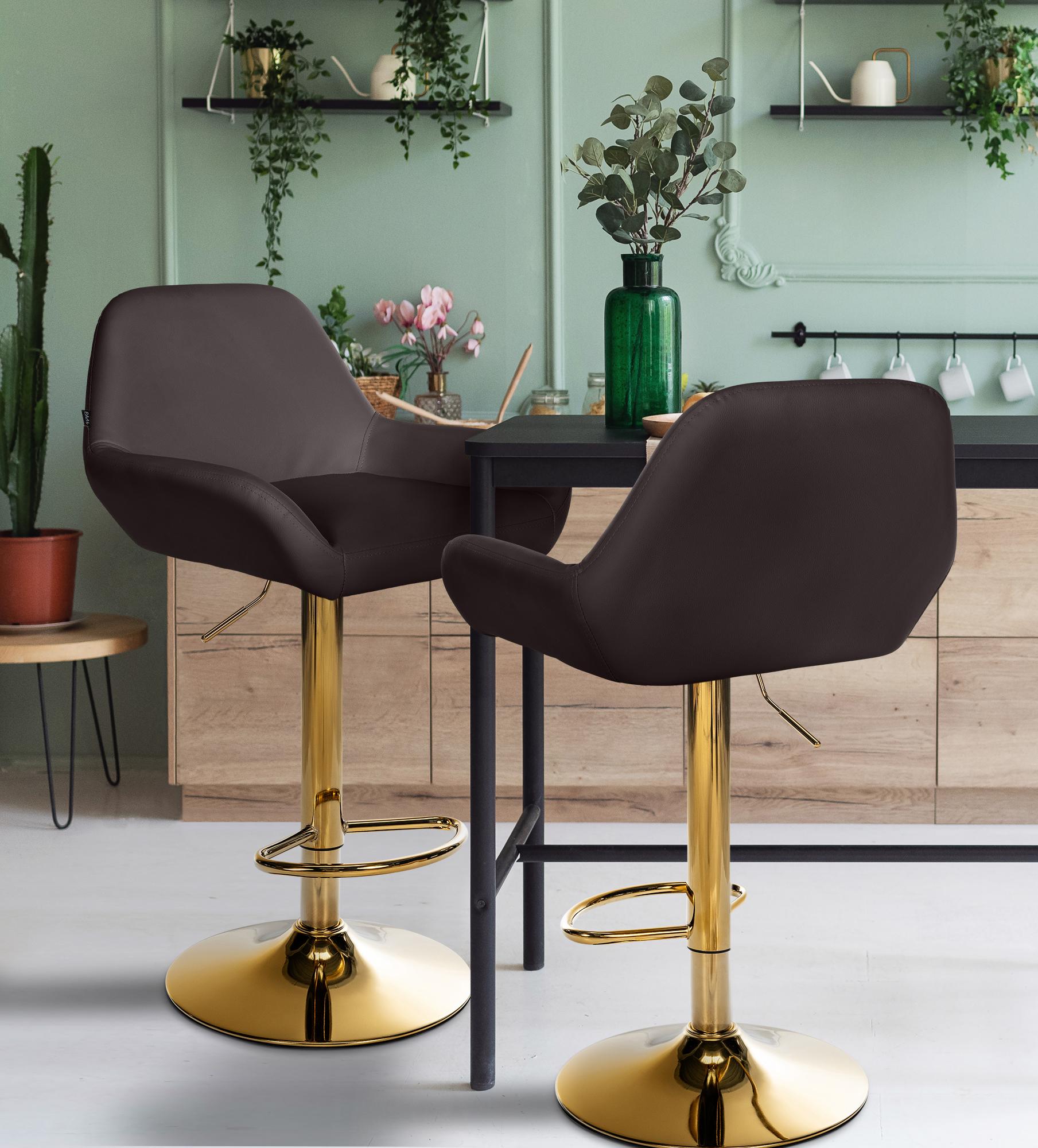 Lot de 2 tabourets de bar Braga Gold similicuir