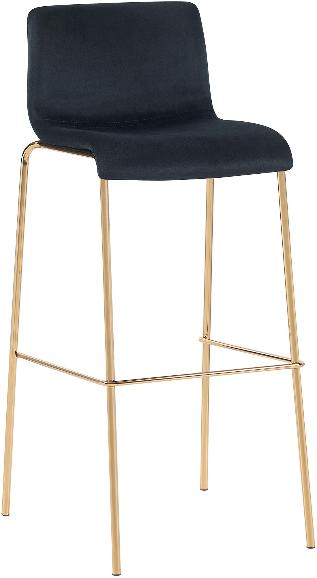 Tabouret de bar Hoover velours piètement 4 pieds or