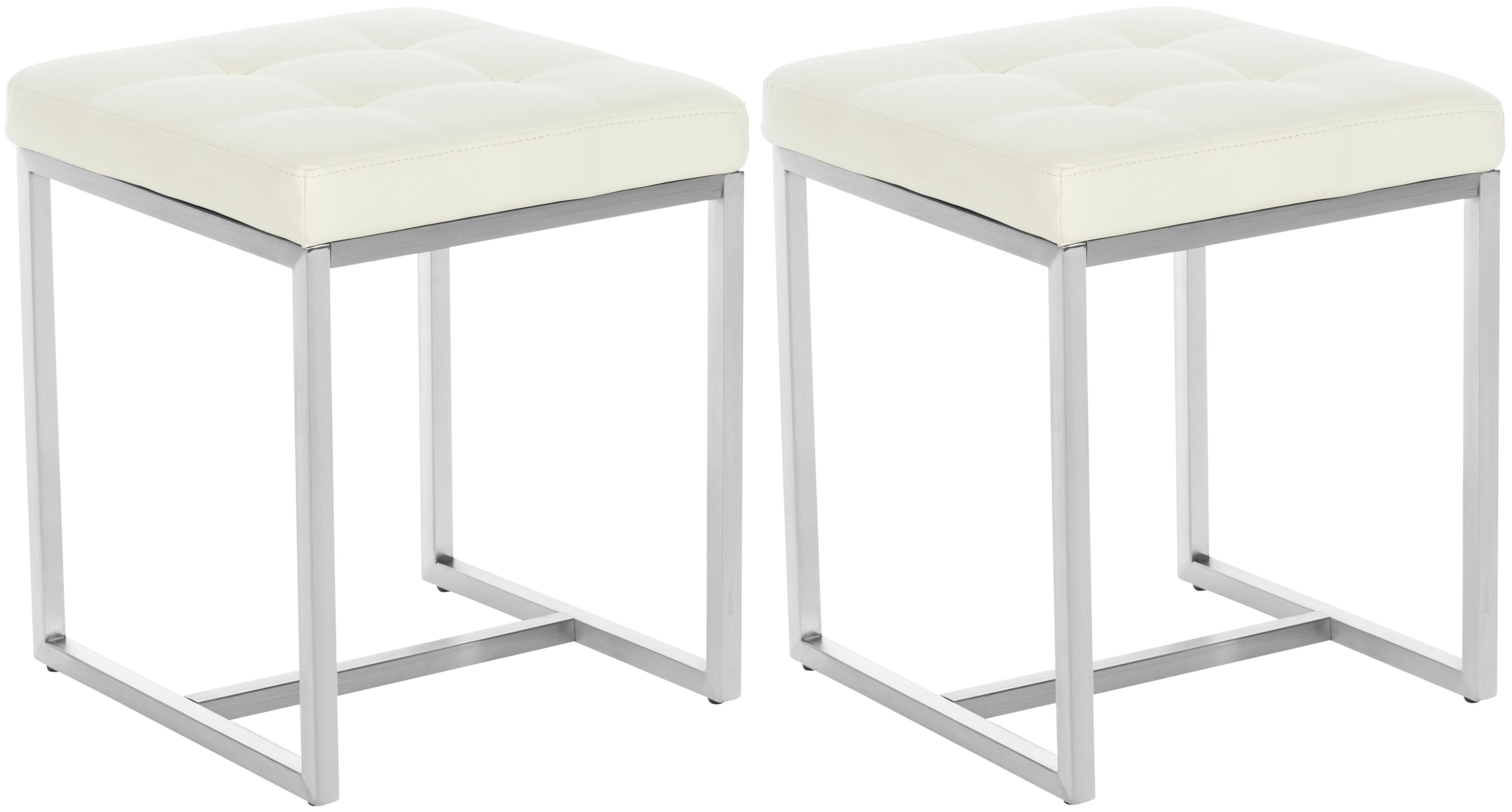 Lot de 2 tabourets bas Barci en similicuir