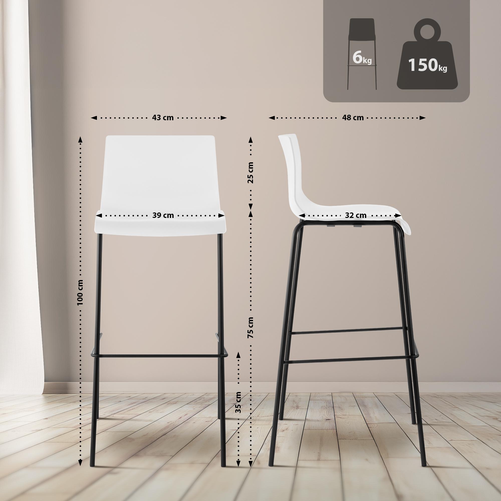 Lot de 2 tabourets de bar Hover en plastique