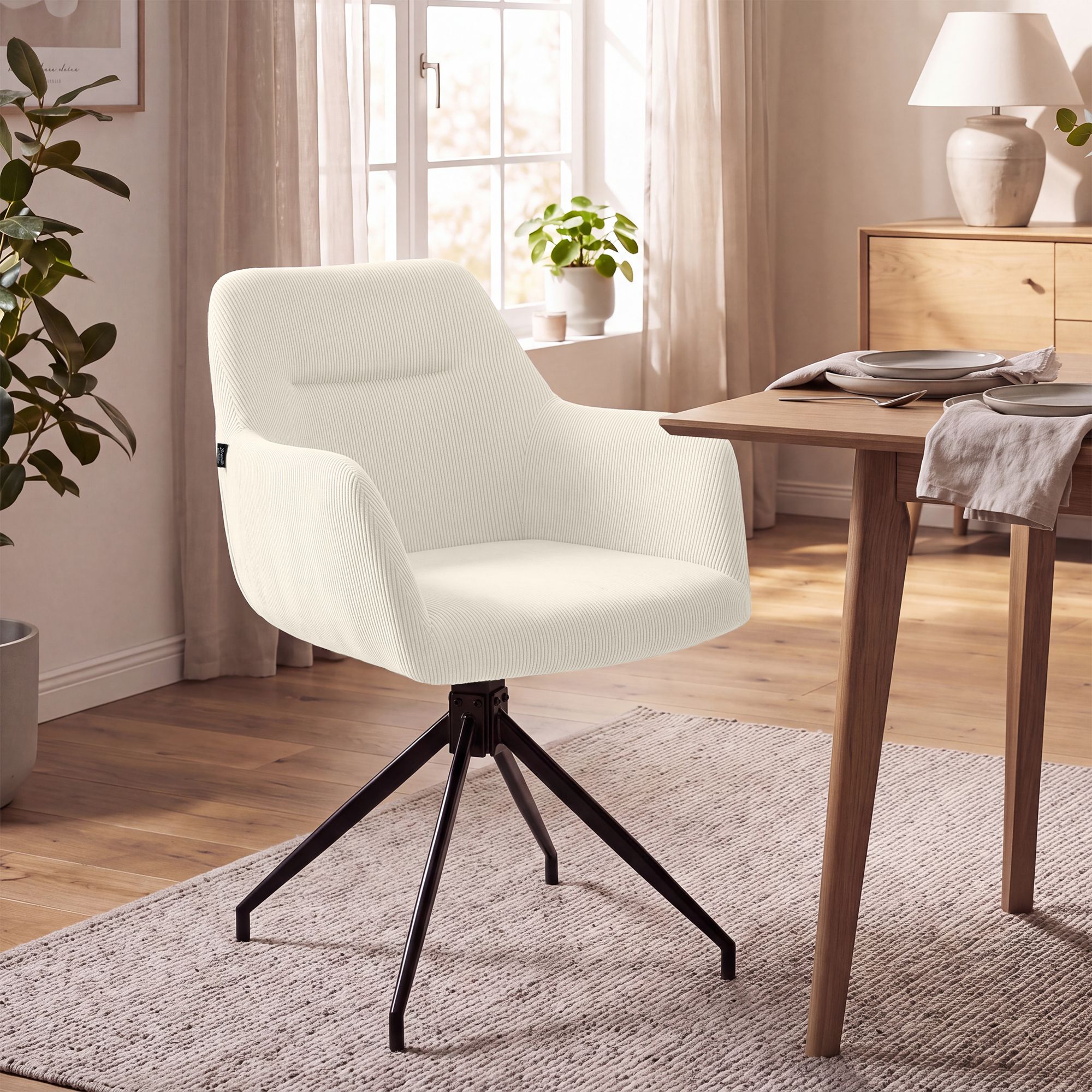 Chaise de salle à manger Merlinda en velours côtelé