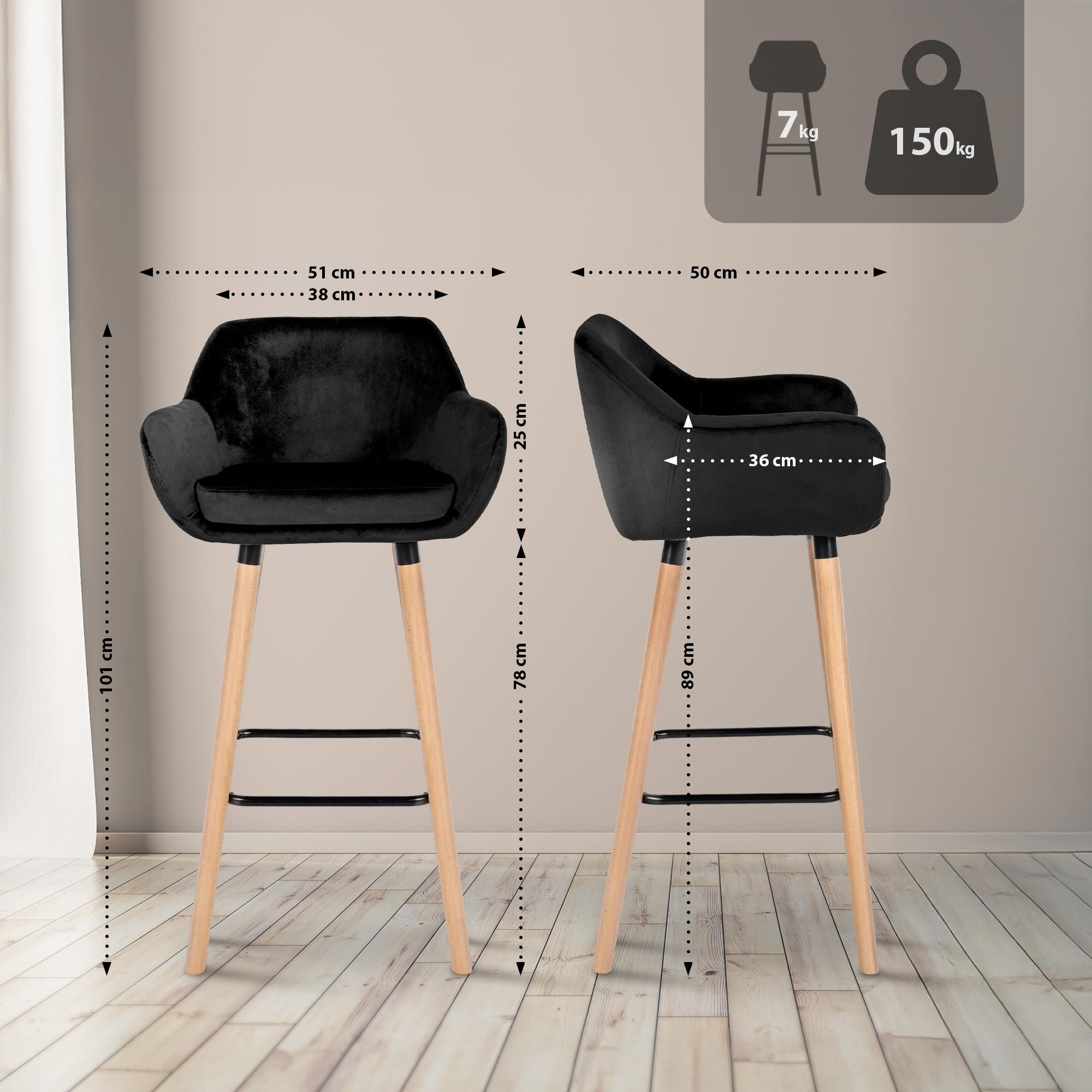 Lot de 2 tabourets de bar Grant en velours