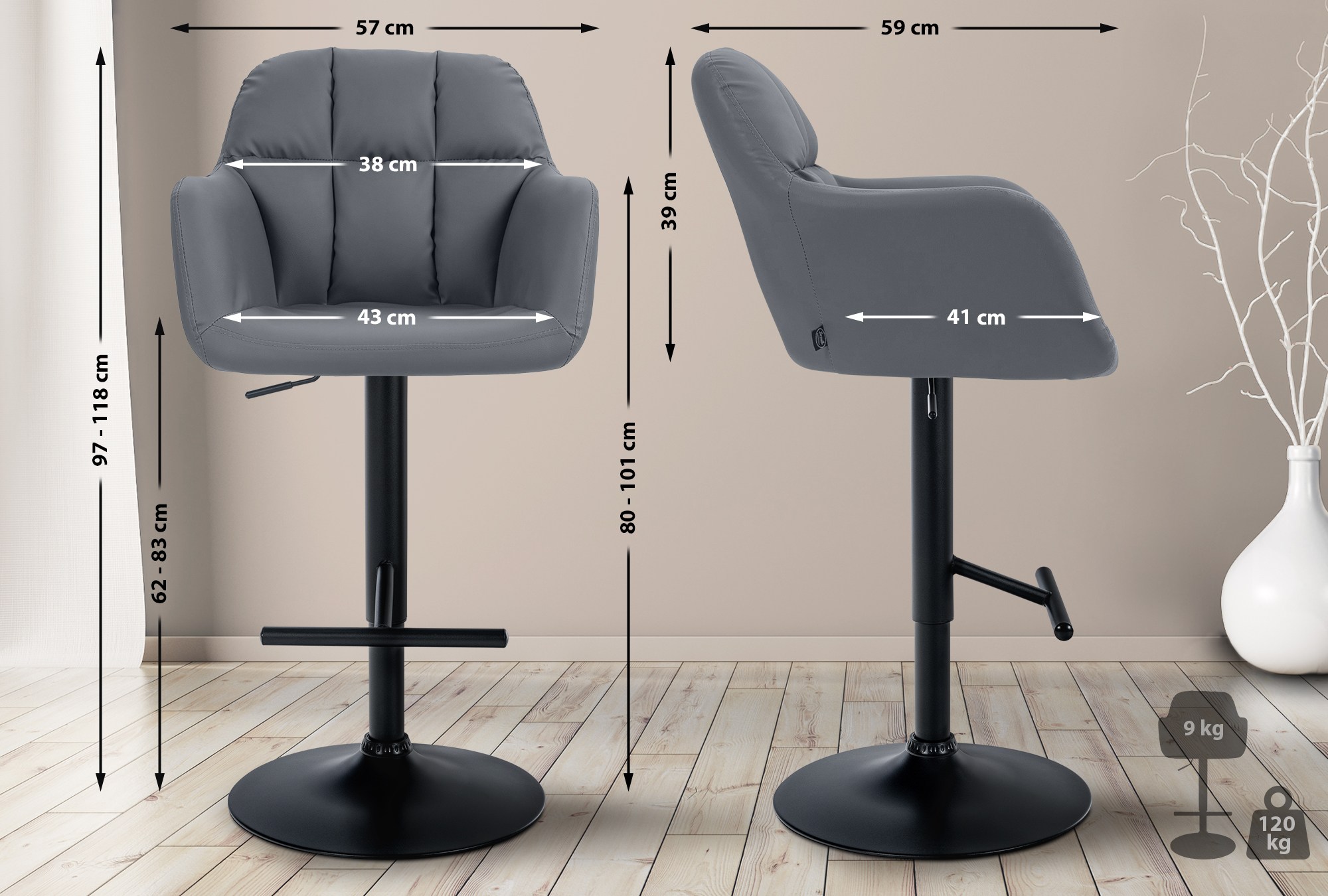 Tabouret de bar Natoma similicuir