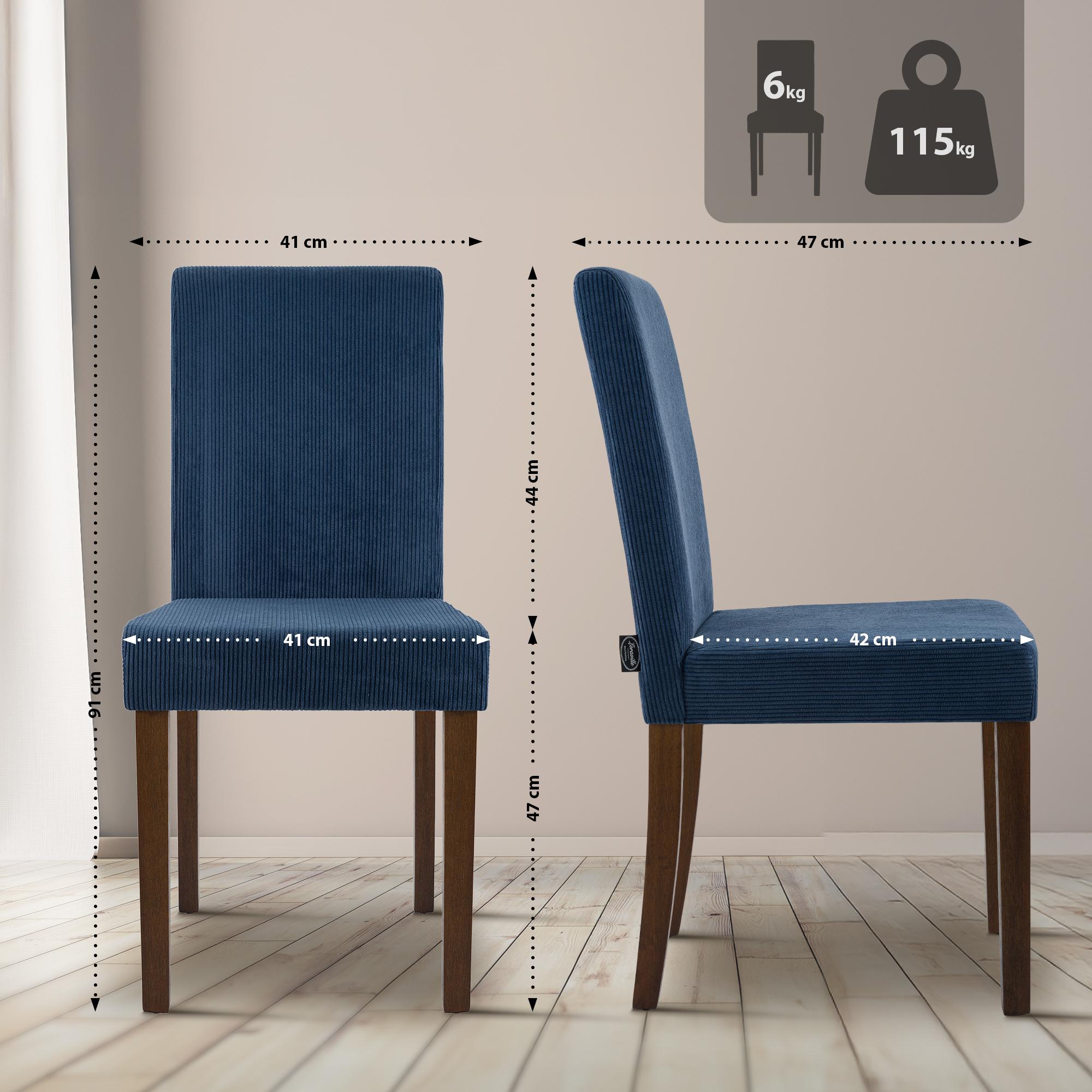 Lot de 2 chaises de salle a manger Ina en velours cotele