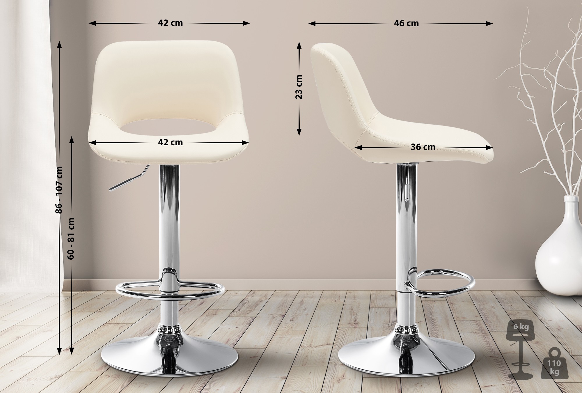 Lot de 2 tabourets de bar Camden en similicuir