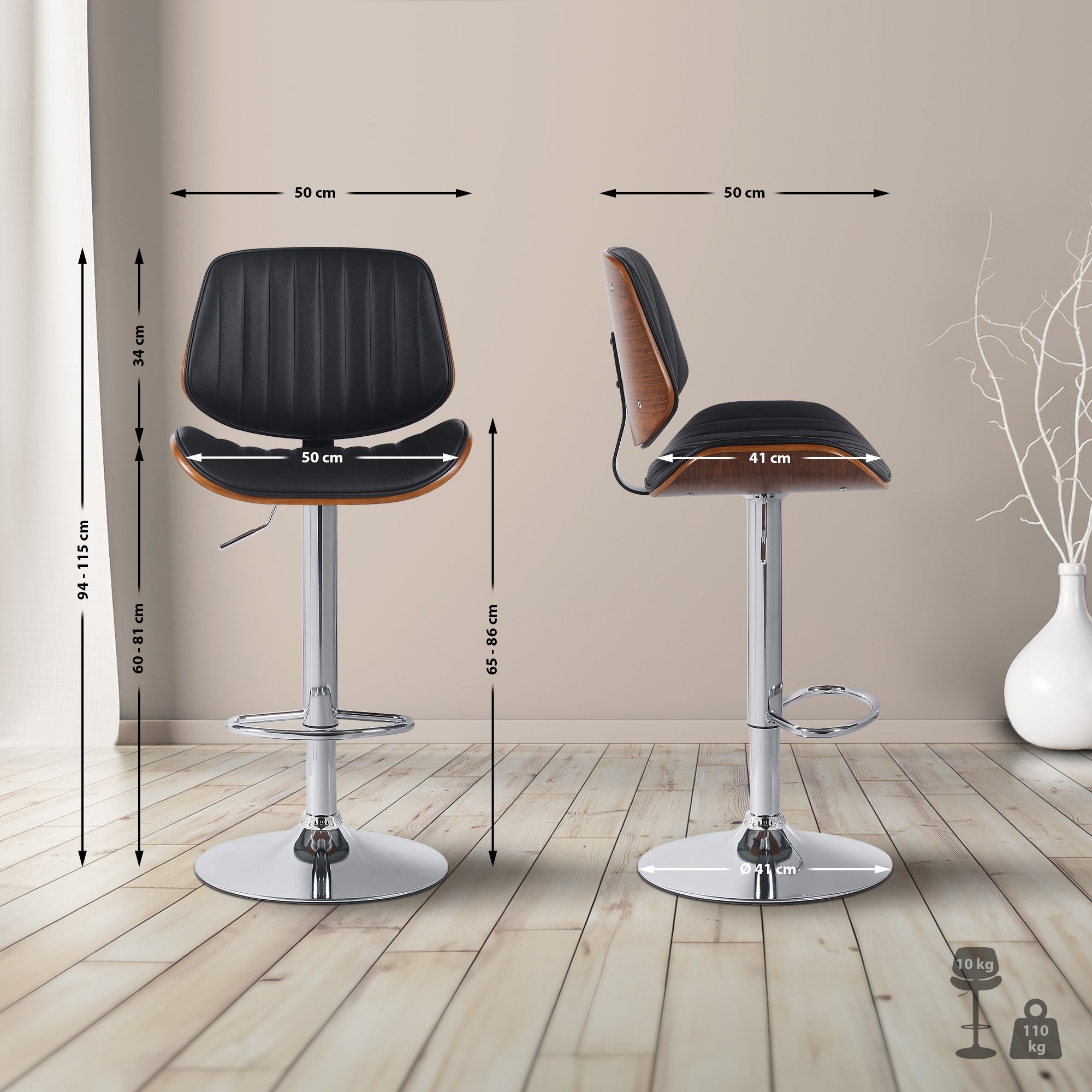 Lot de 2 tabourets de bar Clawson en similicuir