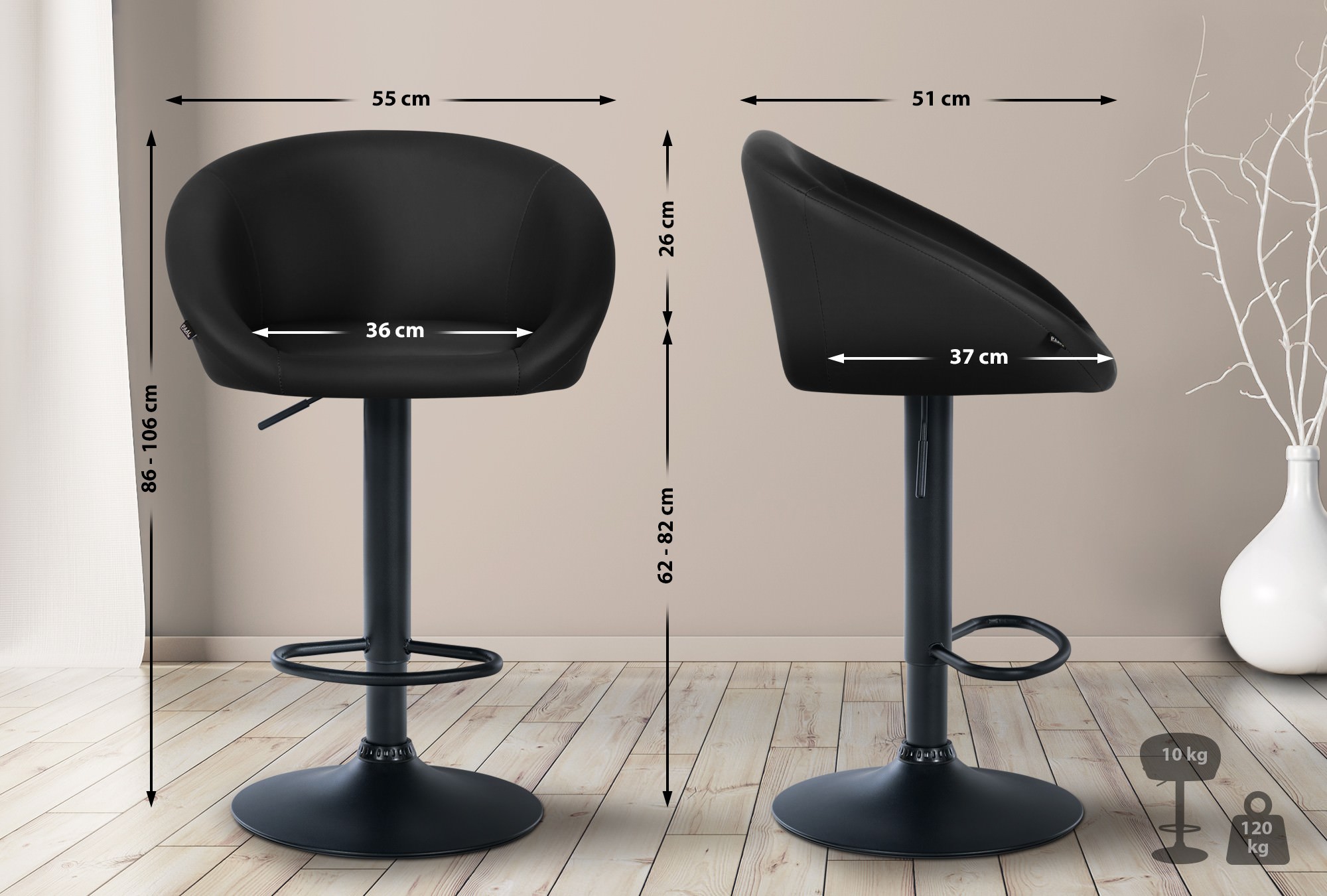 Tabouret de bar Davie similicuir
