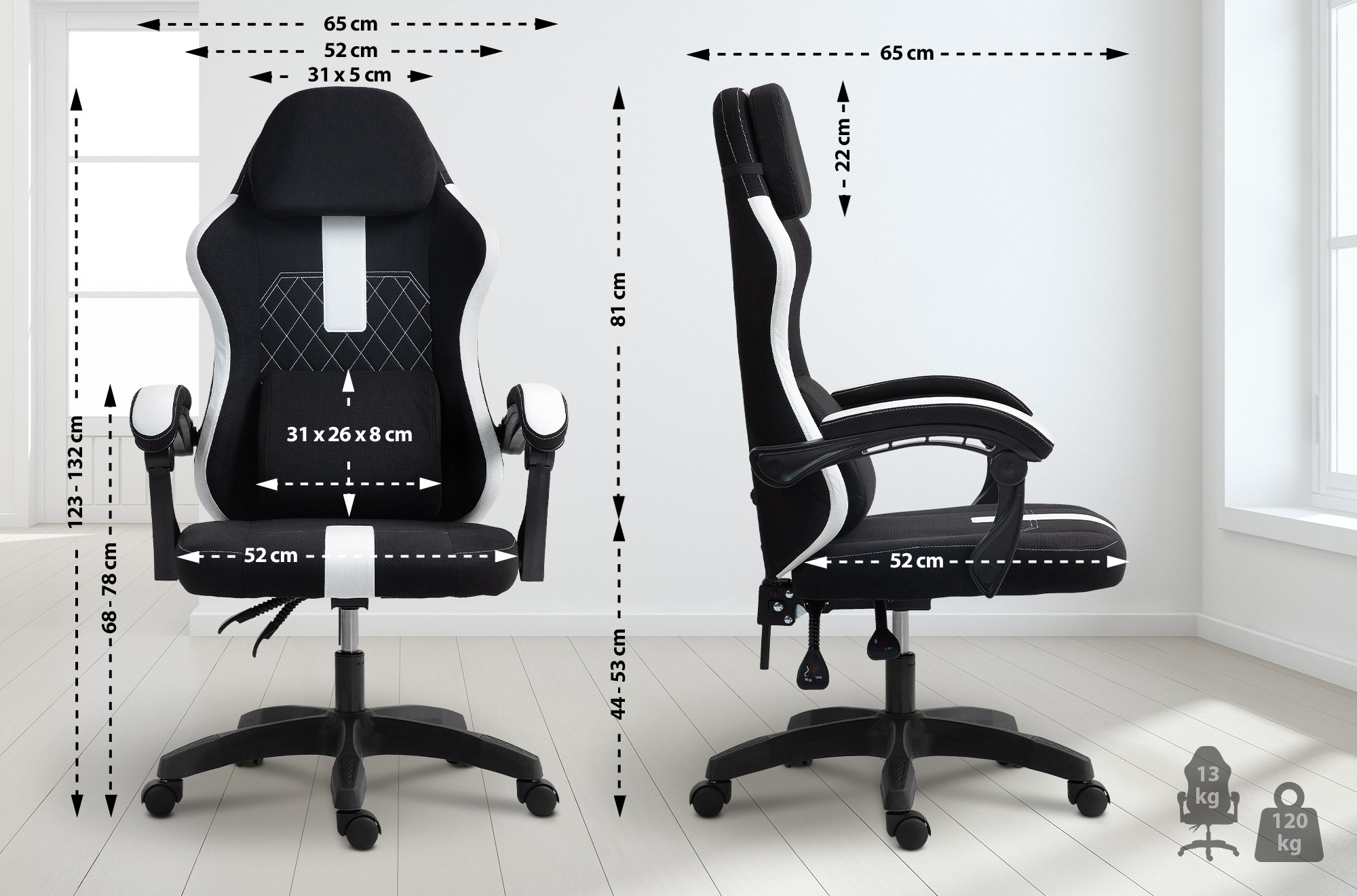 Chaise de bureau Miltona tissu