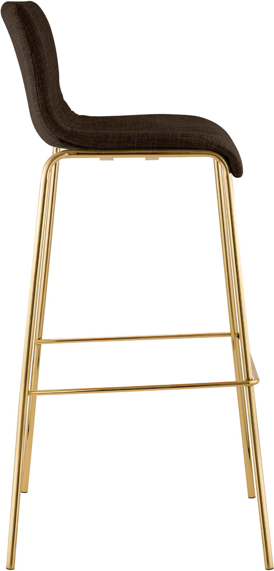 Lot de 2 Tabourets de bar Hover en tissu, piètement quatre pieds doré
