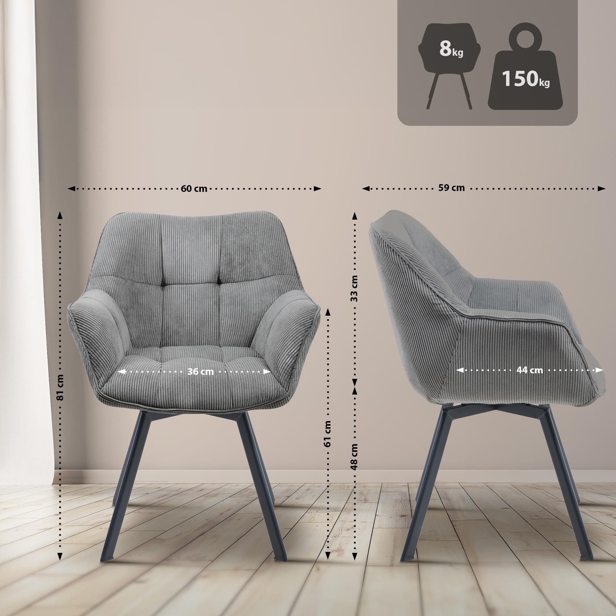Chaise de salle à manger Jordi Cord