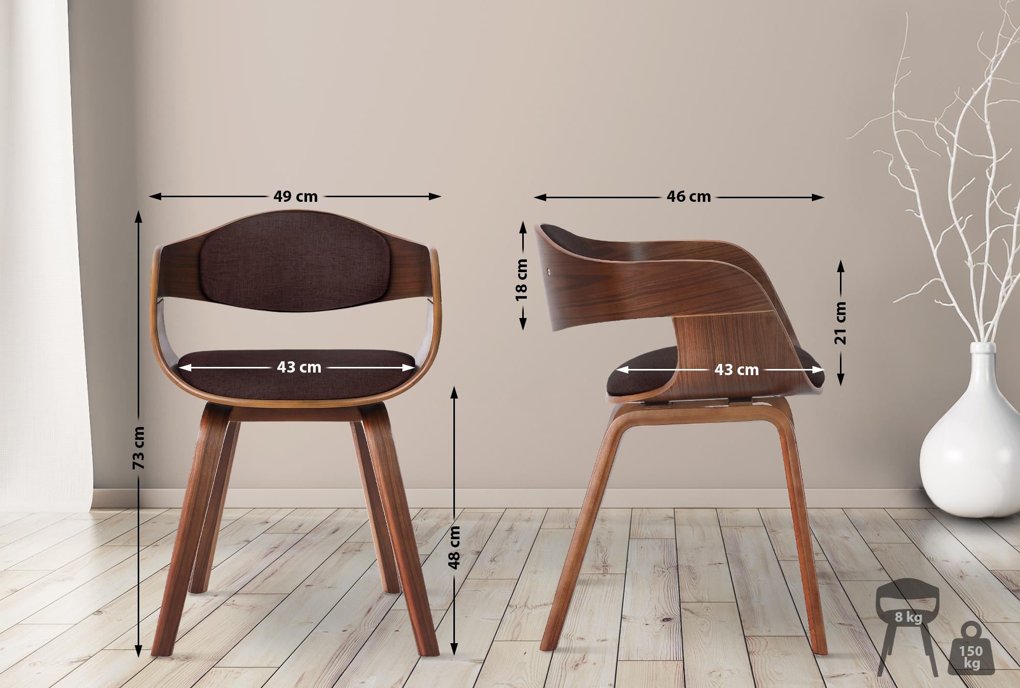 Lot de 2 chaises de salle à manger Kingston en Tissu