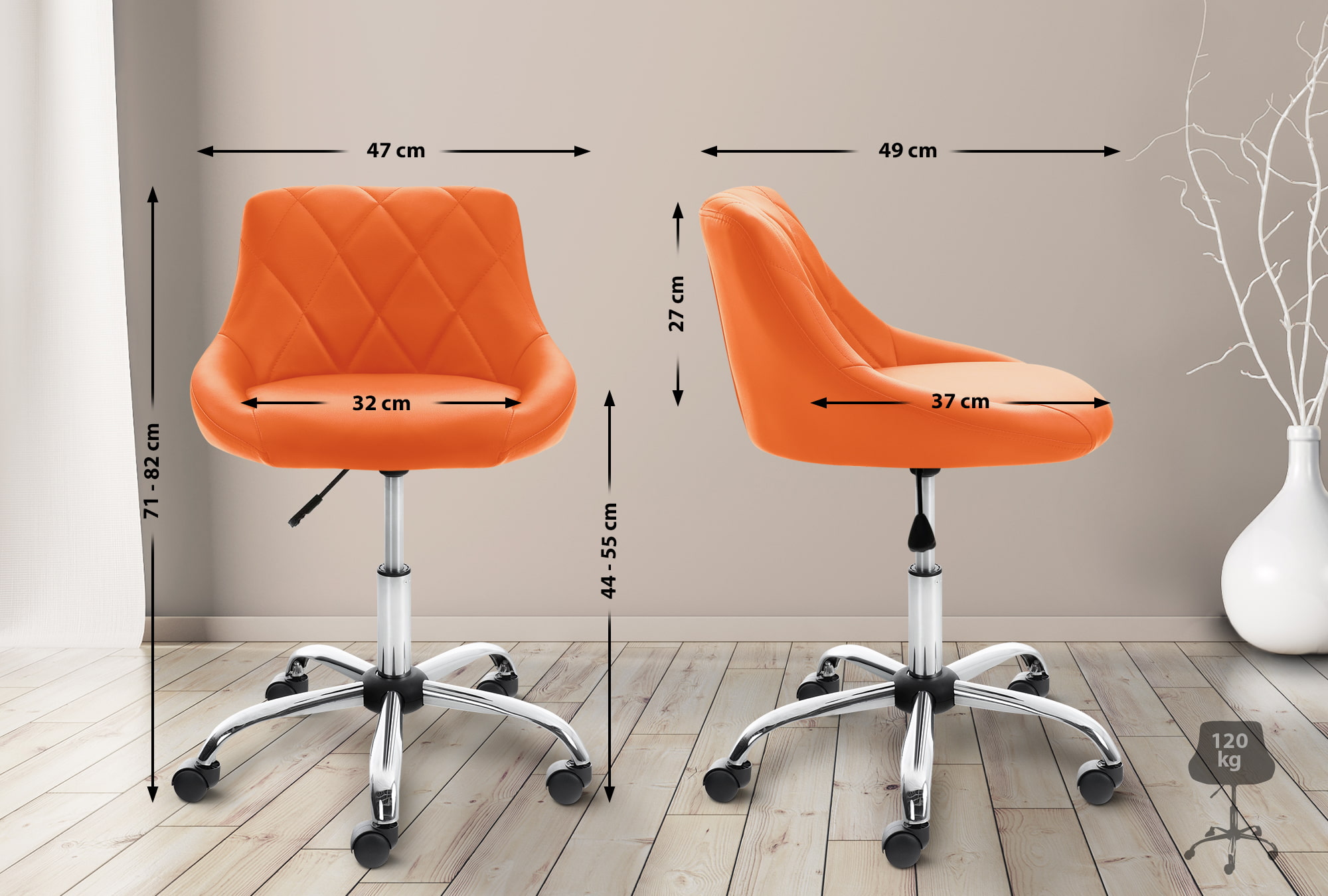 Tabouret de travail Lazio réglable en hauteur et pivotant