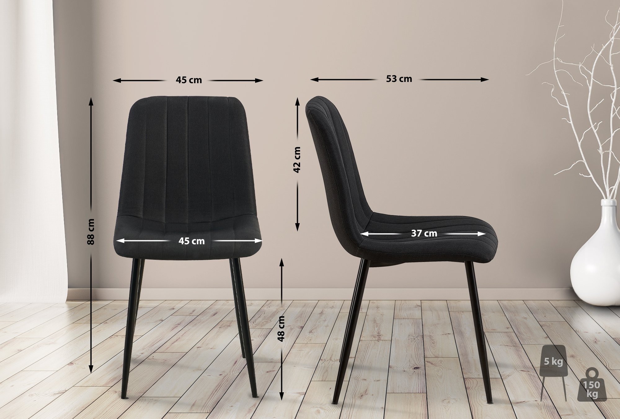 Chaise de salle à manger Dijon avec Piètement en métal noir