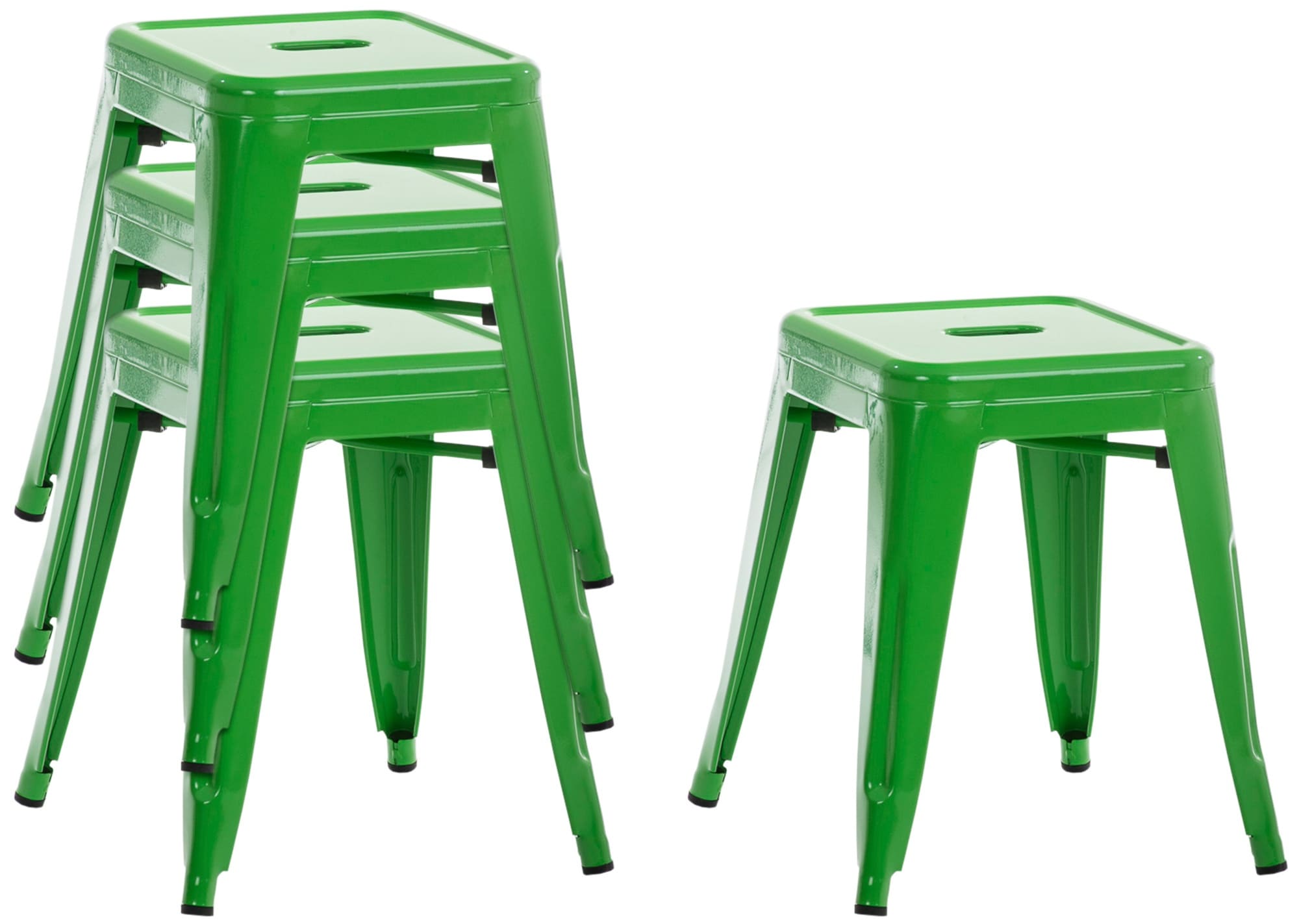 Lot de 4 tabourets bas au style industriel Armin en métal