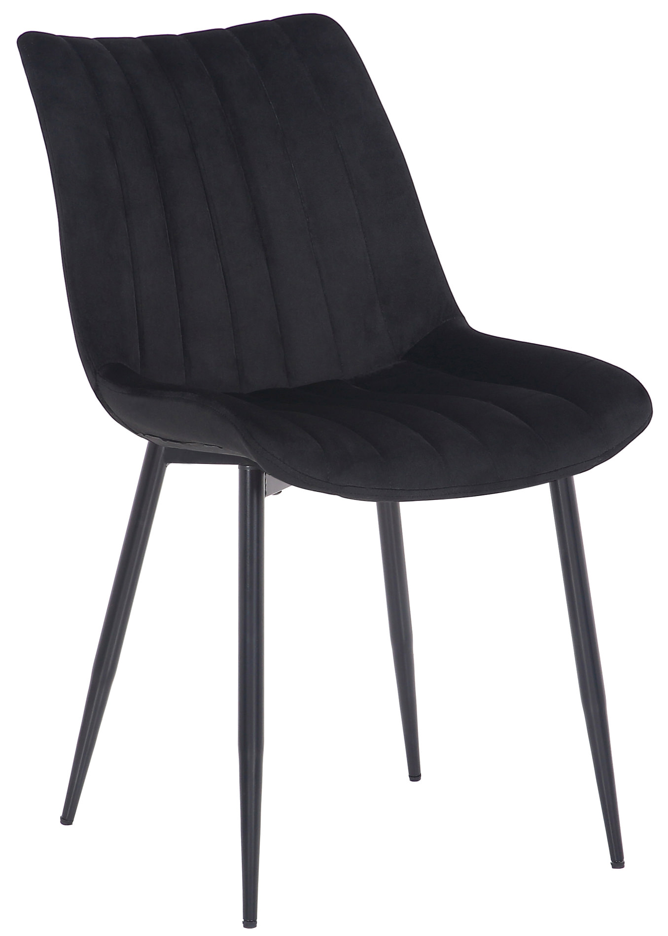 Lot de 2 Chaises de salle à manger Rahden en Velours avec Piètement en métal noir