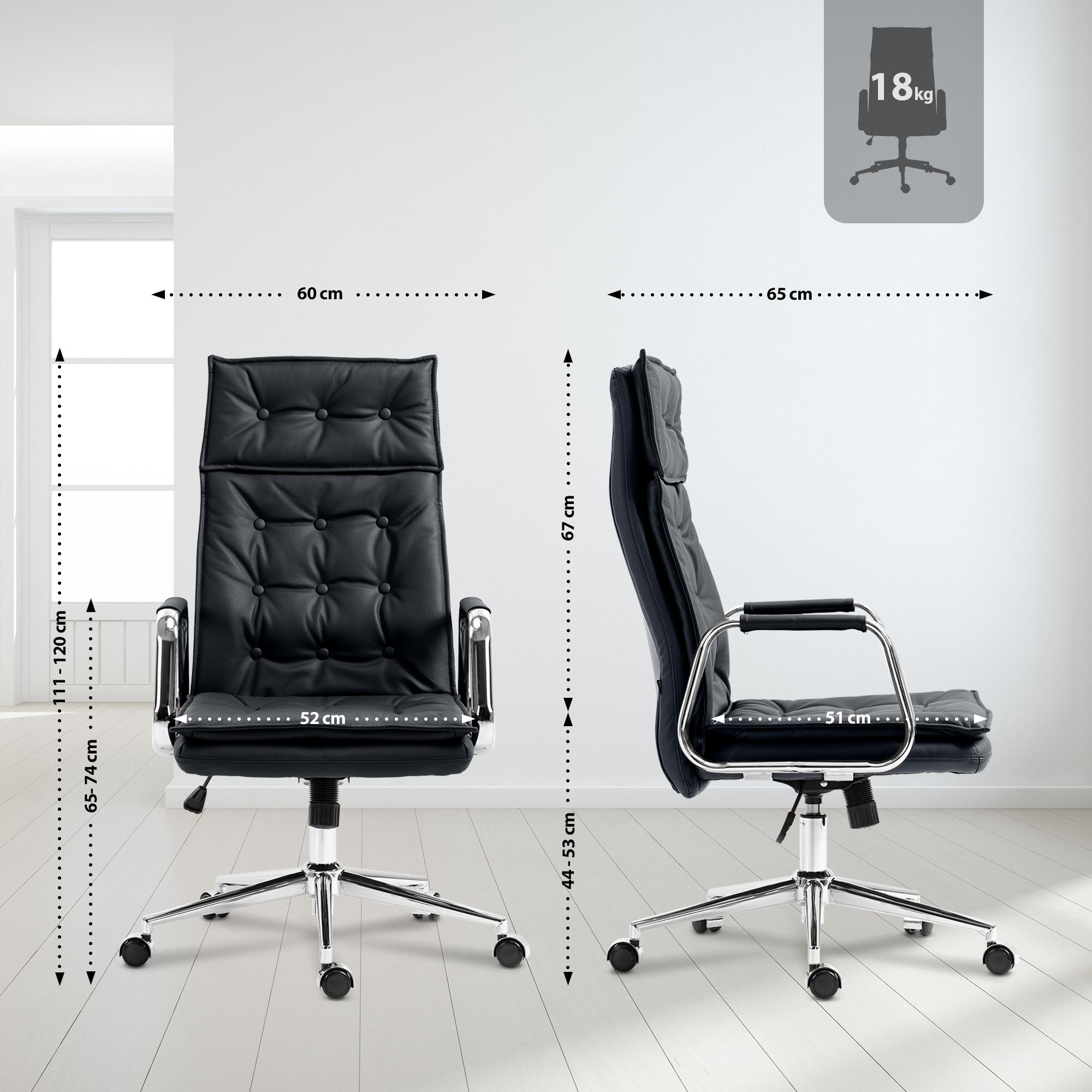 Chaise de bureau Sotira en cuir véritable