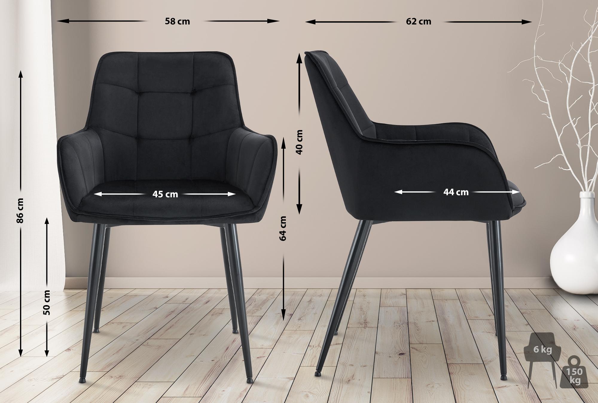 Chaise de salle à manger Ferndale revêtement en velours