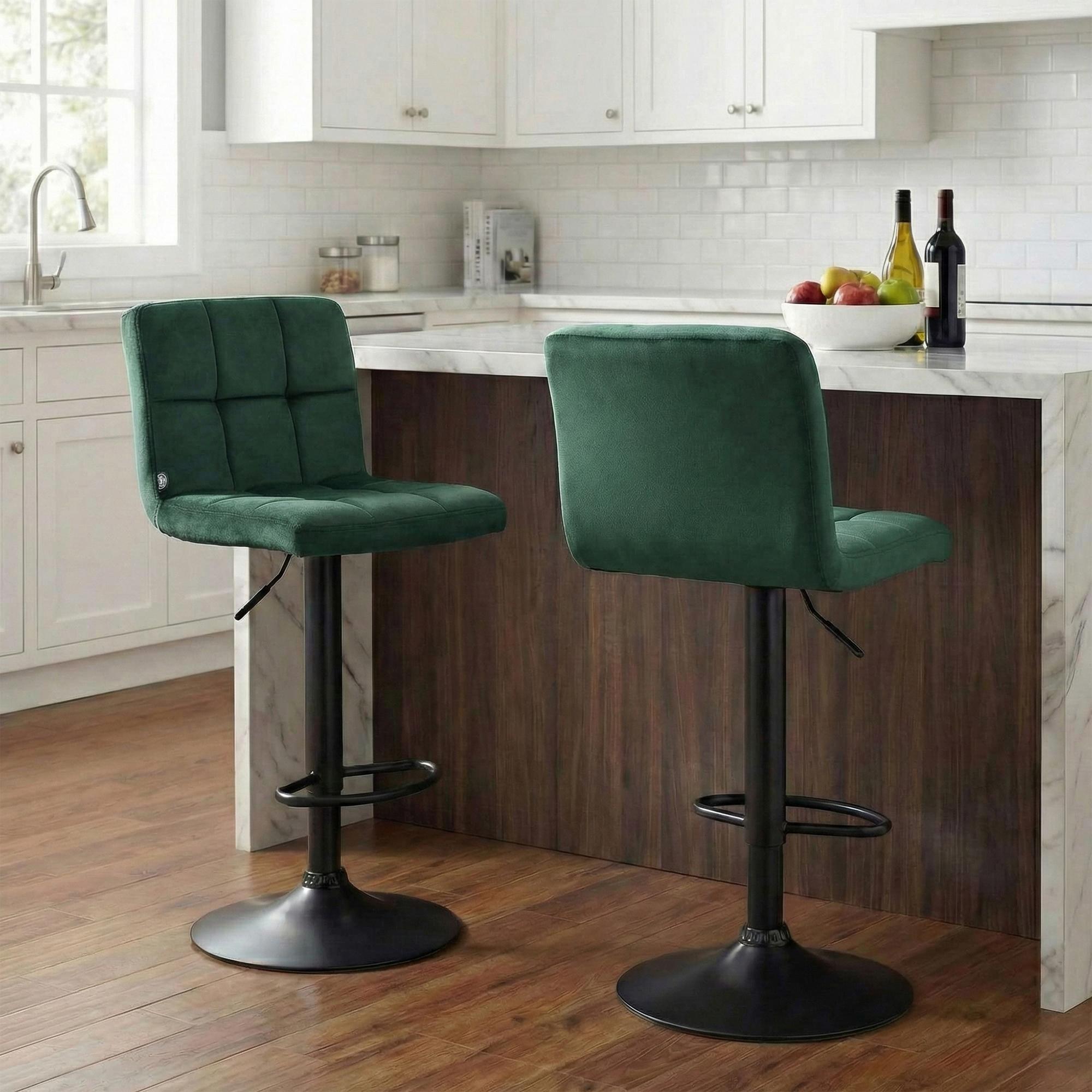 Lot de 2 tabourets de bar Peru velours