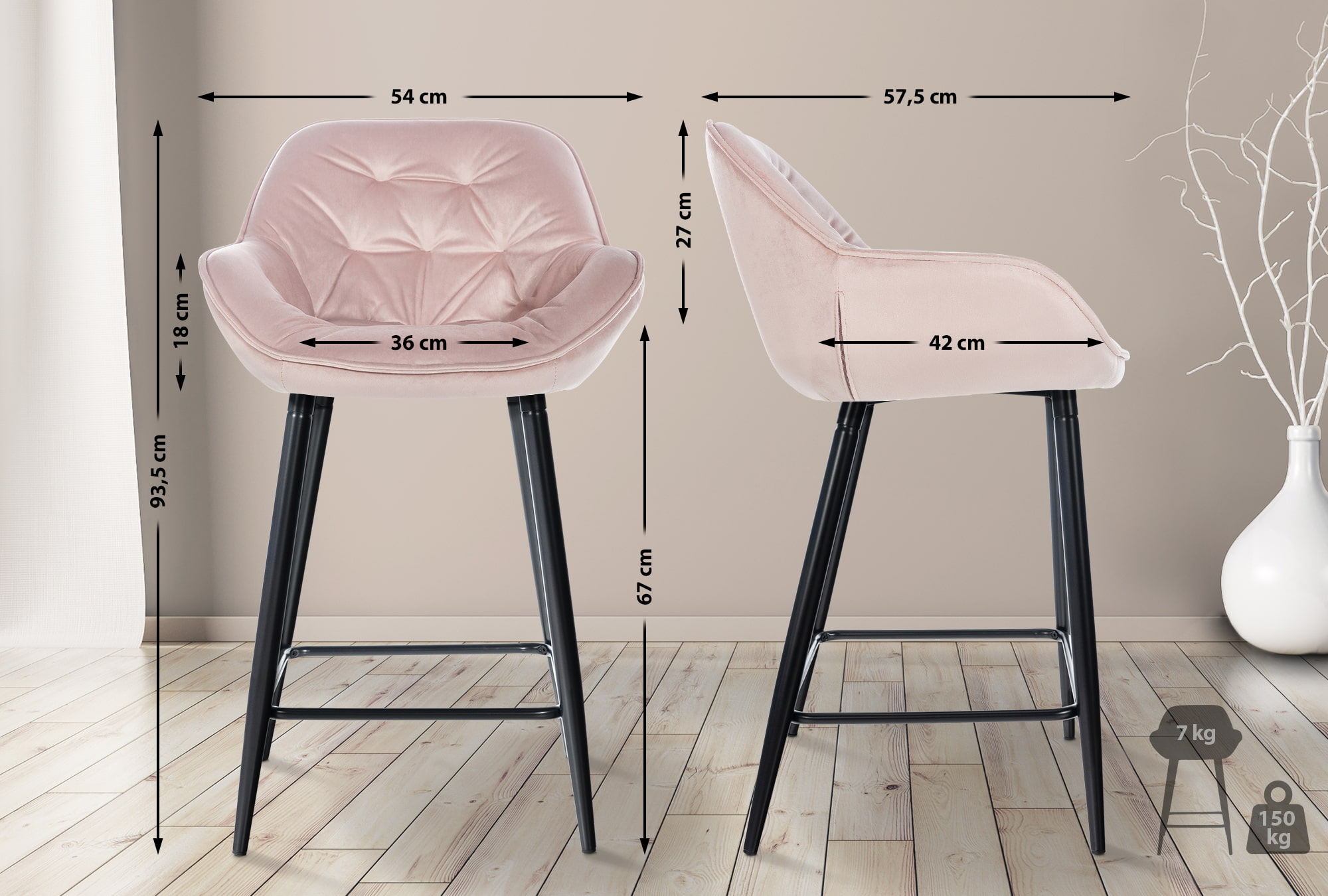 Tabouret de bar Gibson avec Pieds en Métal
