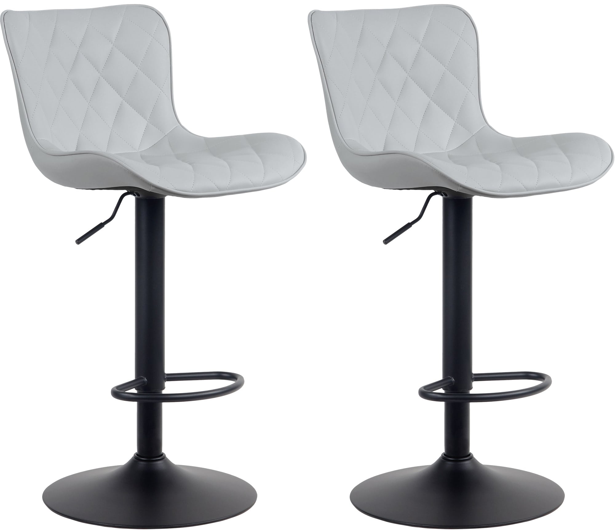 Lot de 2 Tabourets de bar Emma Pied Métal Hauteur Réglable Pivotant