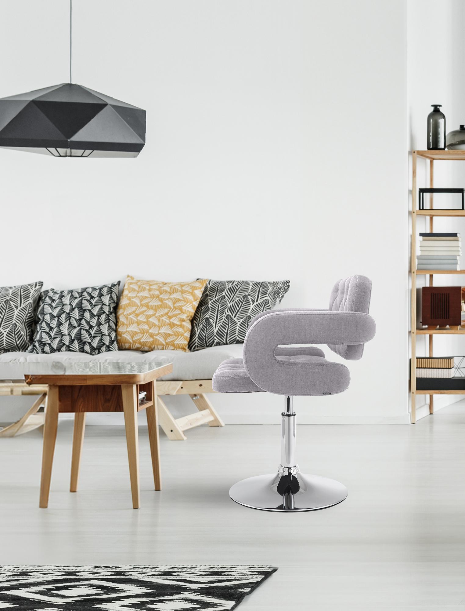 Chaise lounge Dublin Tissu - Piètement avec colonne centrale métal chromé
