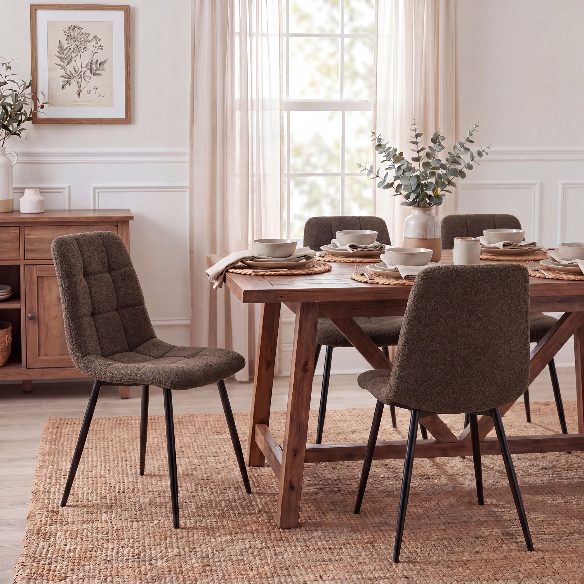 Chaise de salle a manger Antibes en tissu teddy