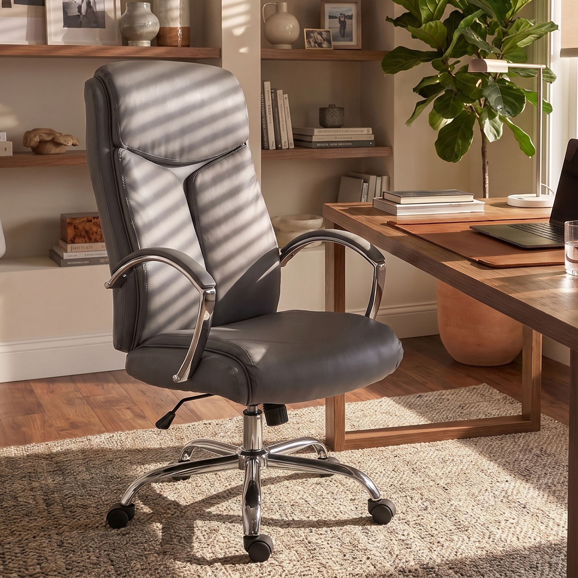 Chaise de bureau Arlen aspect cuir