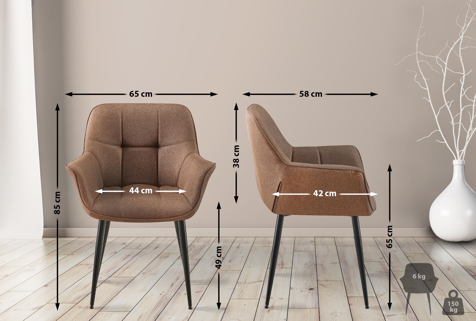 Chaise de salle à manger Roseville avec accoudoirs et pieds en métal