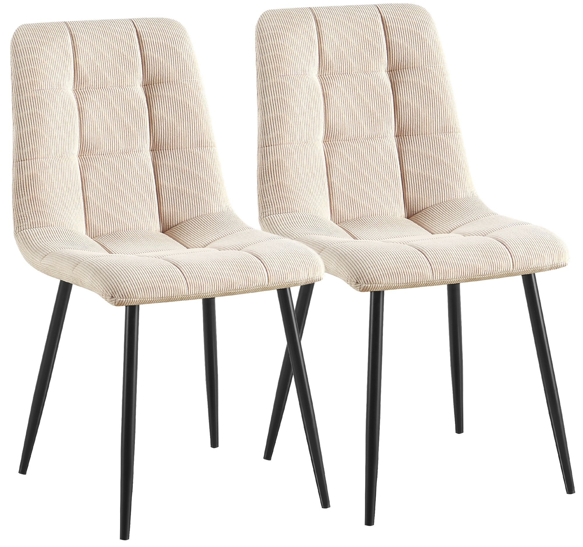 Lot de 2 chaises de salle a manger Antibes en velours cotele