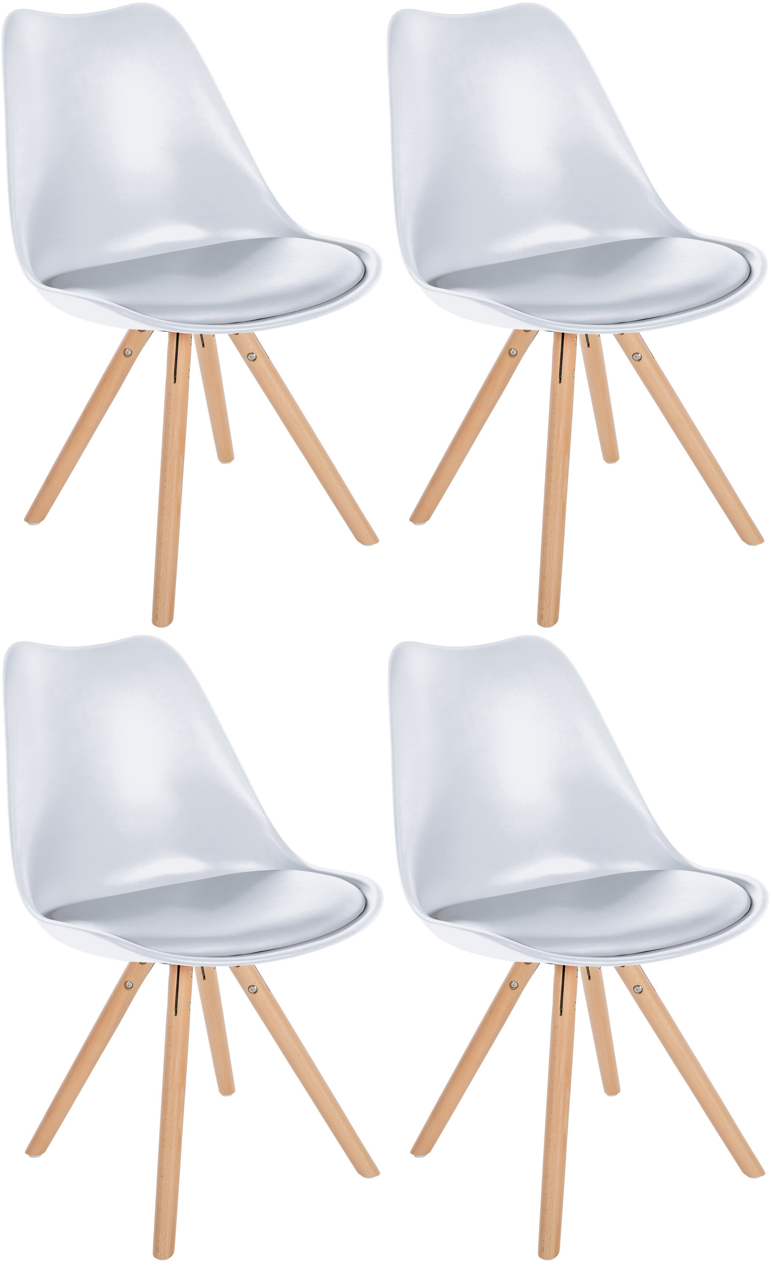 Lot de 4 chaises de salle à manger Sofia en plastique Pieds en bois