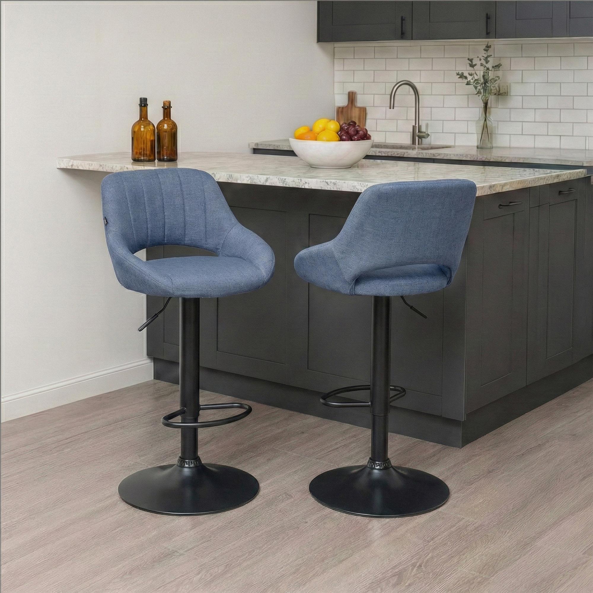 Lot de 2 tabourets de bar Milet en tissu