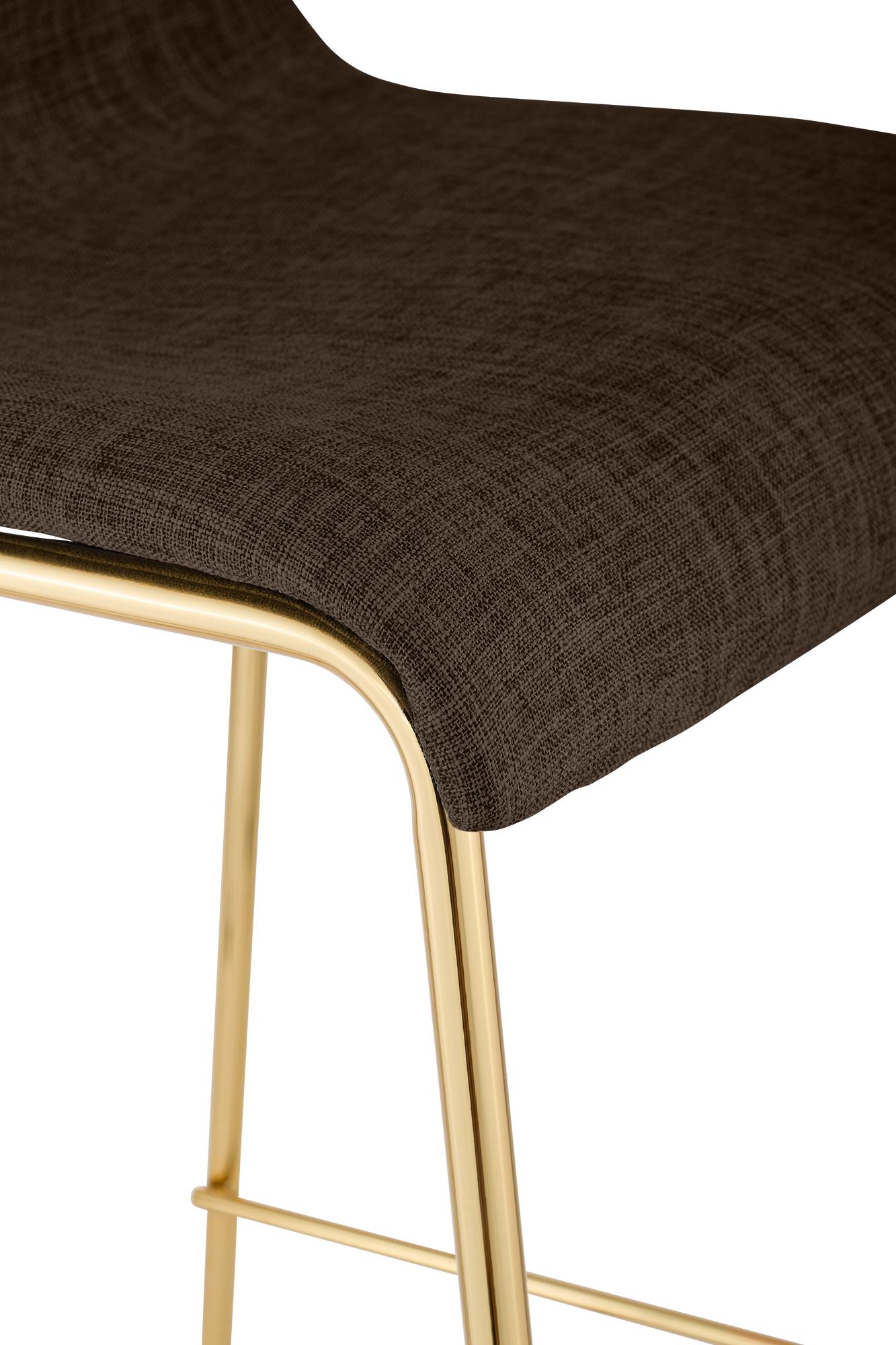 Lot de 2 Tabourets de bar Hover en tissu, piètement quatre pieds doré