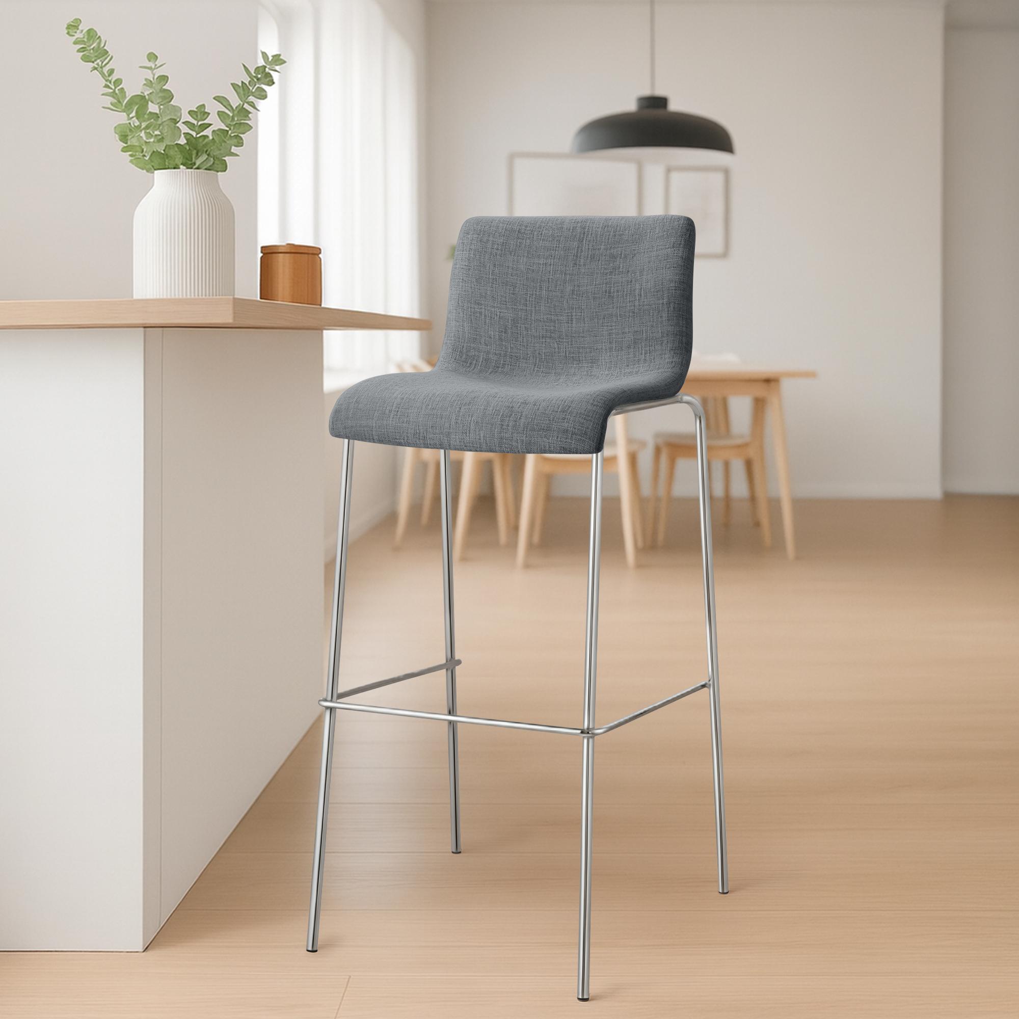 Lot de 2 tabourets de bar Hover en tissu, pieds metalliques