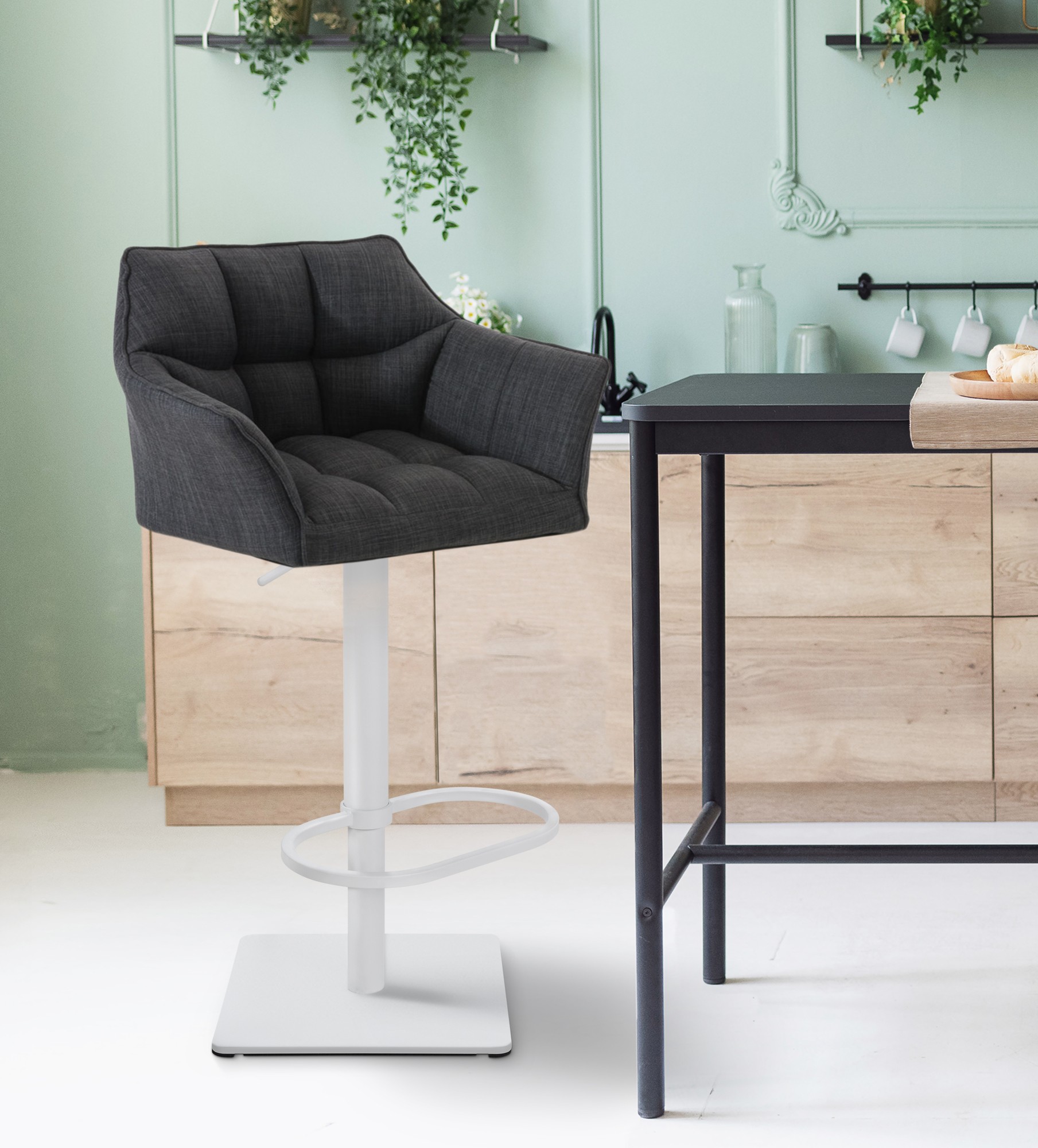 Tabouret de bar Damaso avec revetement en tissu